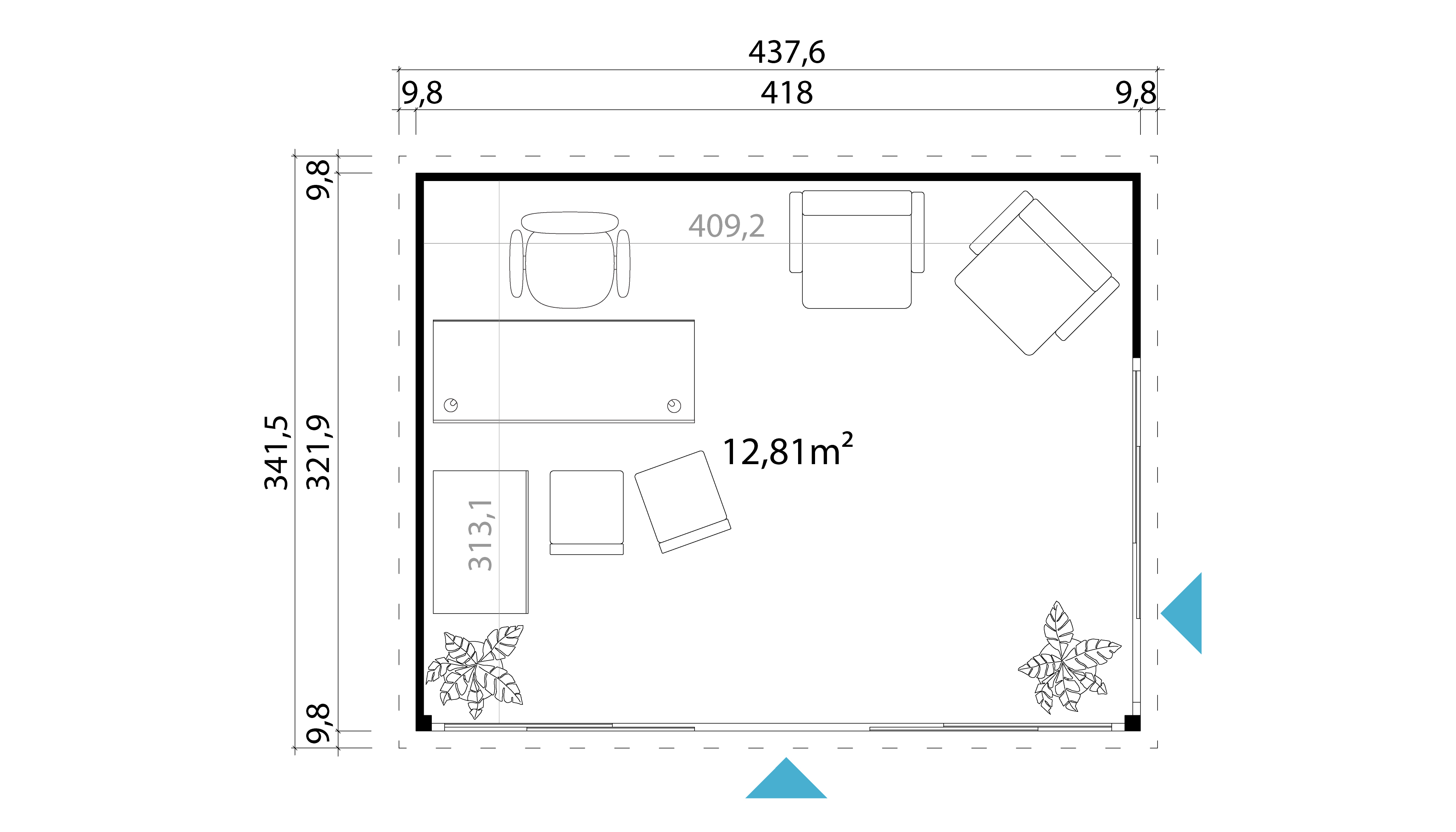 Lasita Maja Domeo 4 Gartenhaus Blockhaus 44 mm, 418 x 322, Naturbelassen