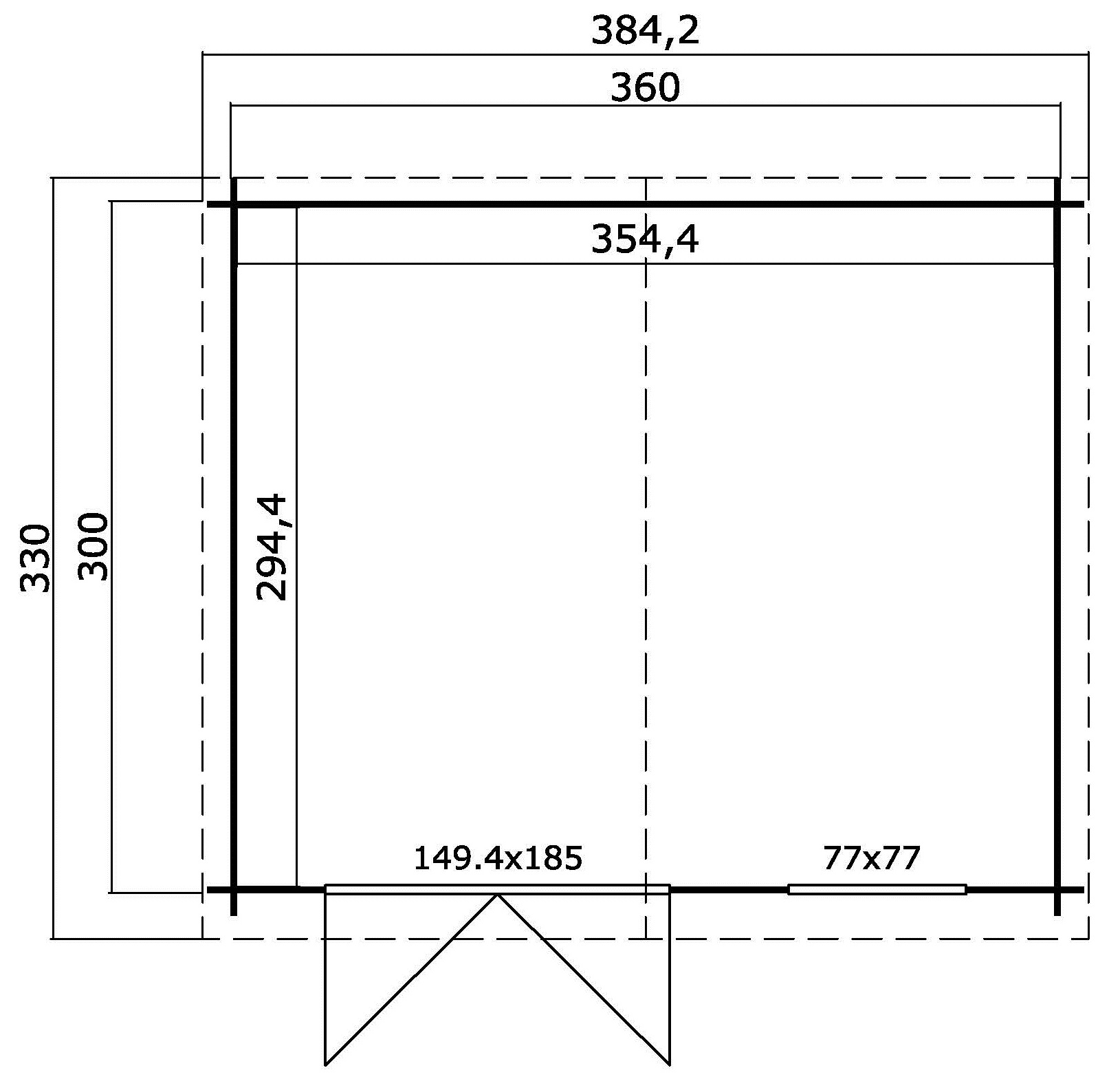 Lasita Maja Ebro B Holz-Gartenhaus Blockhaus 28mm, 360x300, Carbongrau