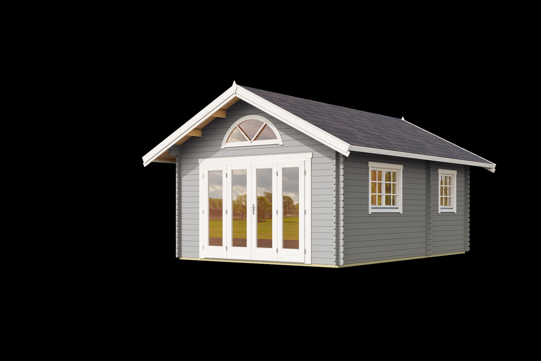 Lasita Maja Caroline 2.3 Gartenhaus Blockhaus 40 mm 3-Raum und Schlafboden, 390 x 575, Lichtgrau Lasita Maja Caroline 2.3 Gartenhaus Blockhaus 40 mm 3-Raum und Schlafboden, 390 x 575, Lichtgrau