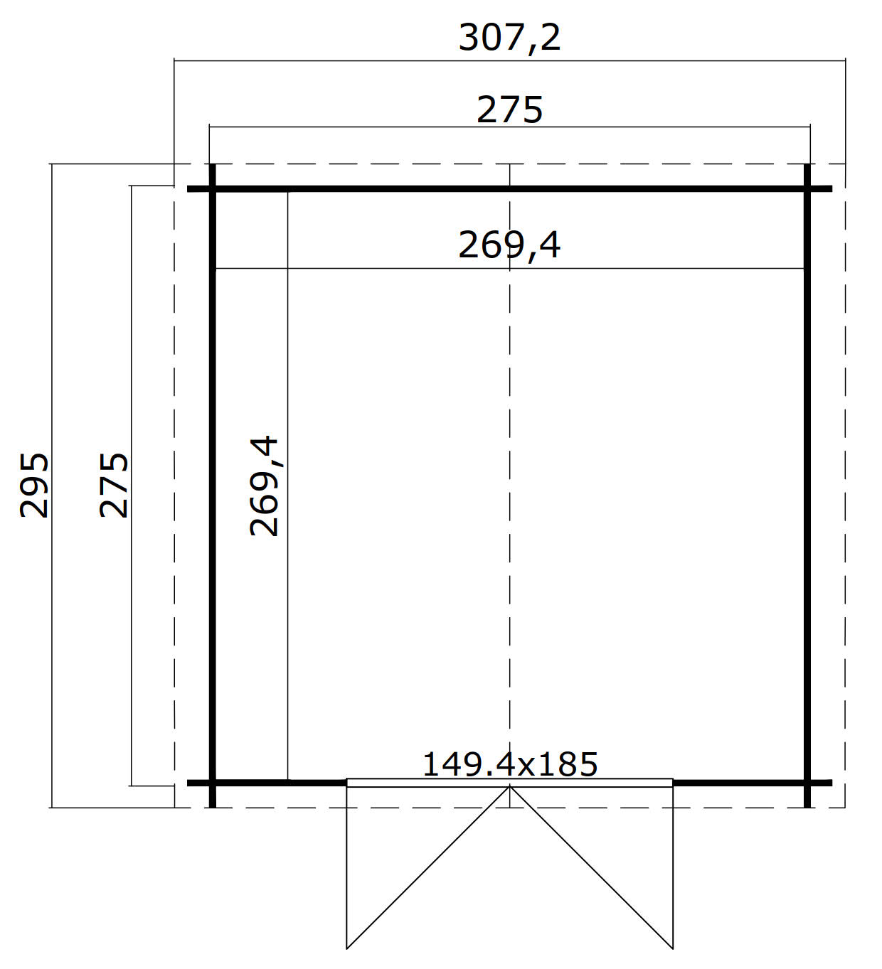 Lasita Maja Norah 275 Holz-Gartenhaus Blockhaus 28mm, 275x275, Gletschergrün