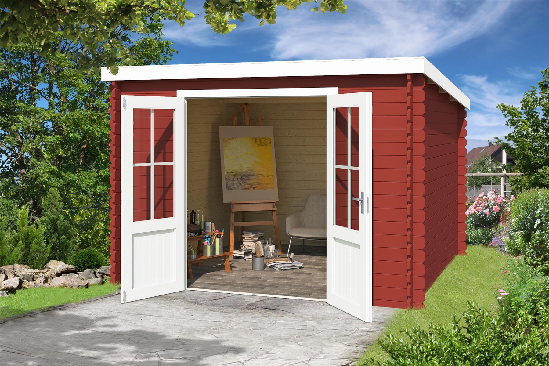 Lasita Maja Atlanta Holz-Gartenhaus Blockhaus 28mm, 292x230, Schwedenrot