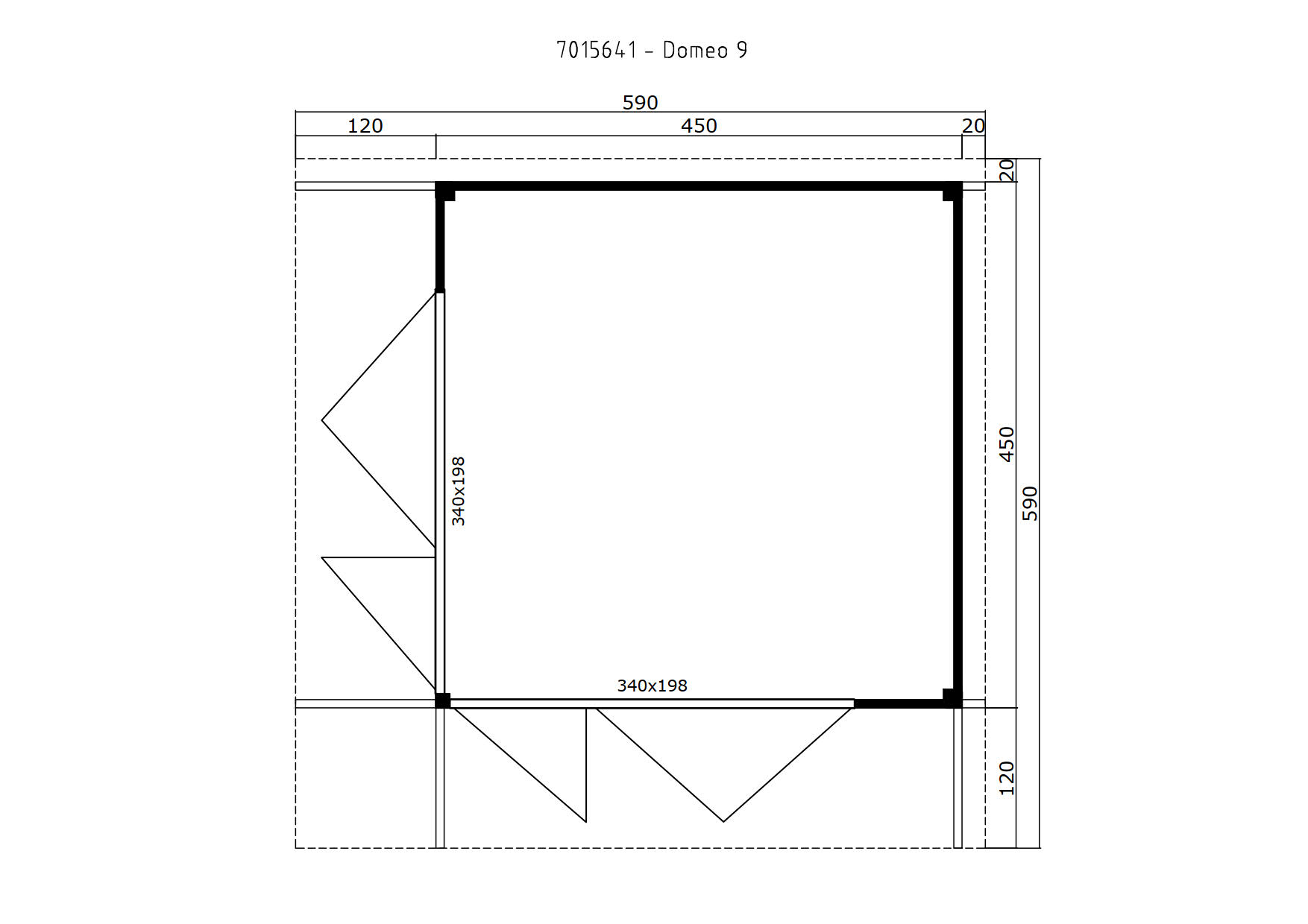 Lasita Maja Domeo 9 Gartenhaus Blockhaus 70 mm mit Überdachung, 450 x 450, Naturbelassen