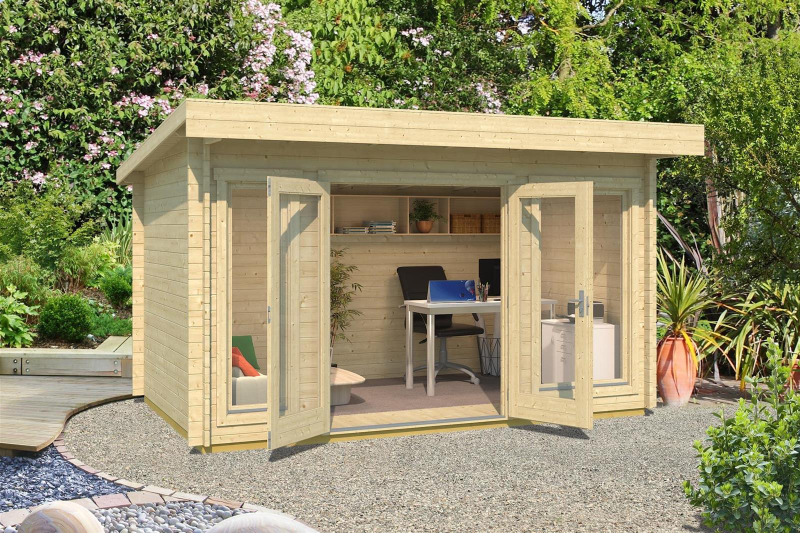 Lasita Maja Dorset 1 Gartenhaus Blockhaus 34 mm, 390 x 250, Naturbelassen