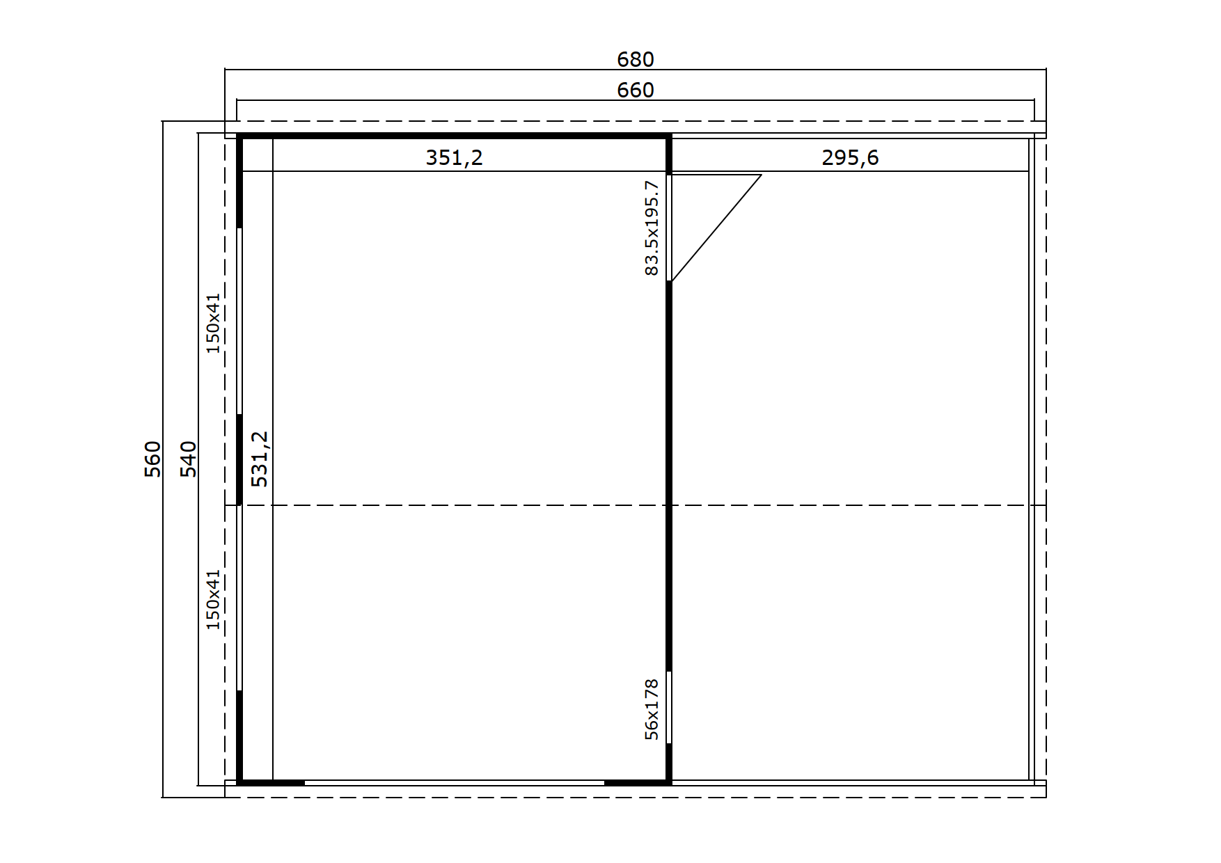 Lasita Maja Bahamas Garage 44mm mit Dachanbau, 660 x 540, Naturbelassen