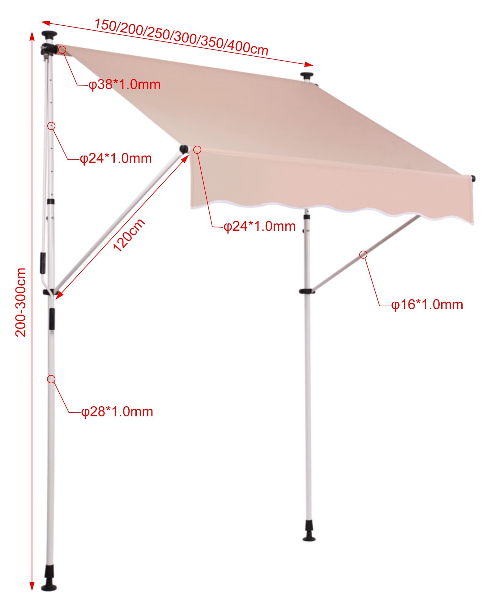 Klemmmarkise Westerly 350x120 cm