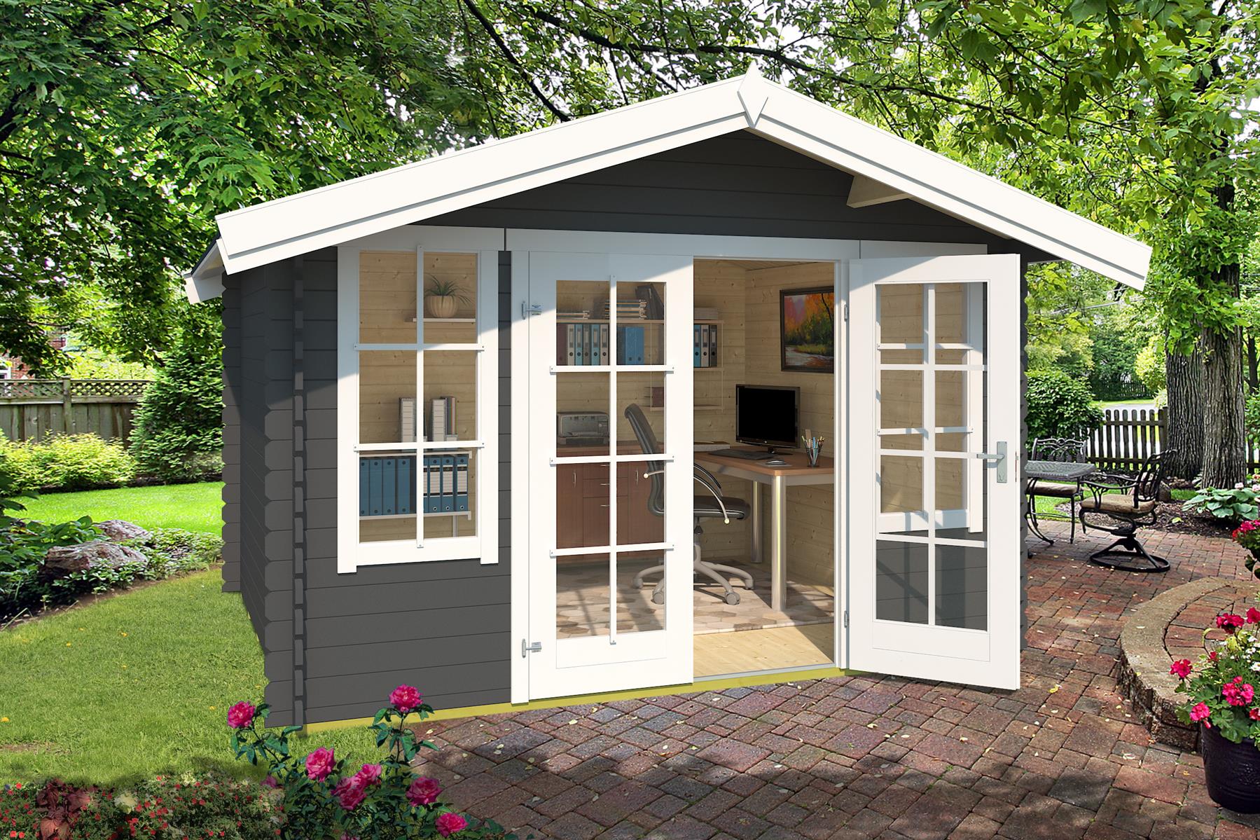 Lasita Maja Robin 280 Holz-Gartenhaus Blockhaus 28mm, 330x280, Carbongrau