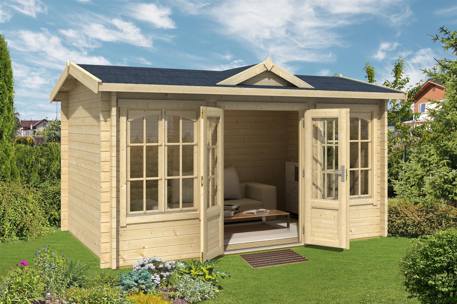 Lasita Maja Kensington Gartenhaus Blockhaus 44 mm, 400 x 250, Naturbelassen Lasita Maja Kensington Gartenhaus Blockhaus 44 mm, 400 x 250, Naturbelassen