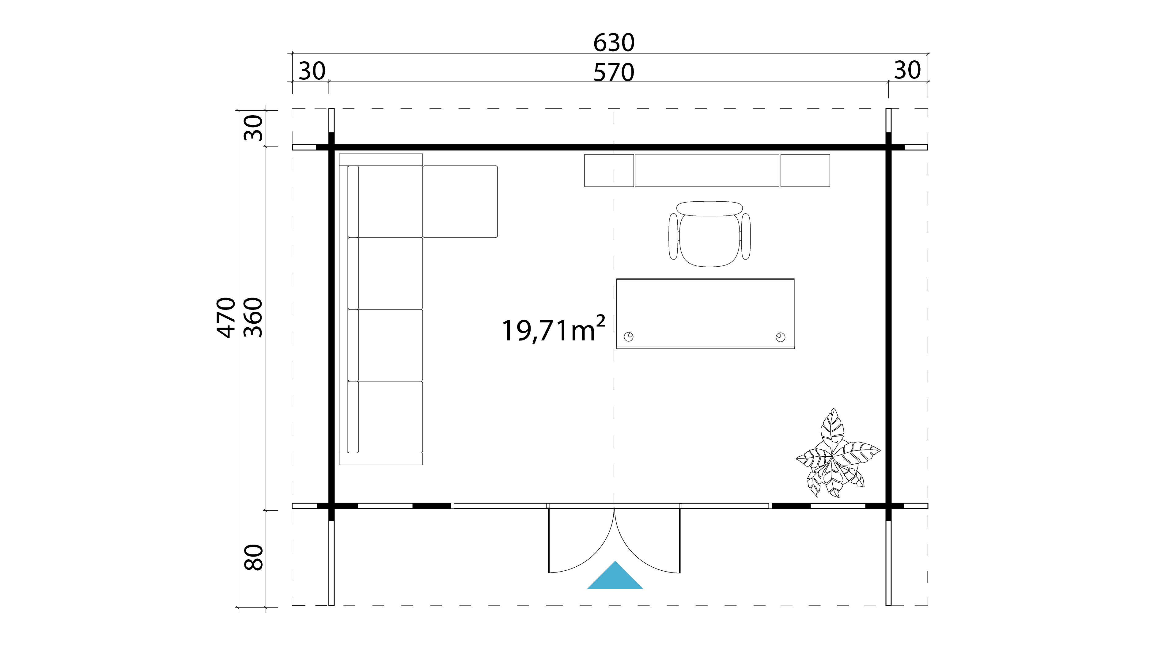 Lasita Maja Sussex 2 Gartenhaus Blockhaus 44 mm, 570 x 360, Naturbelassen