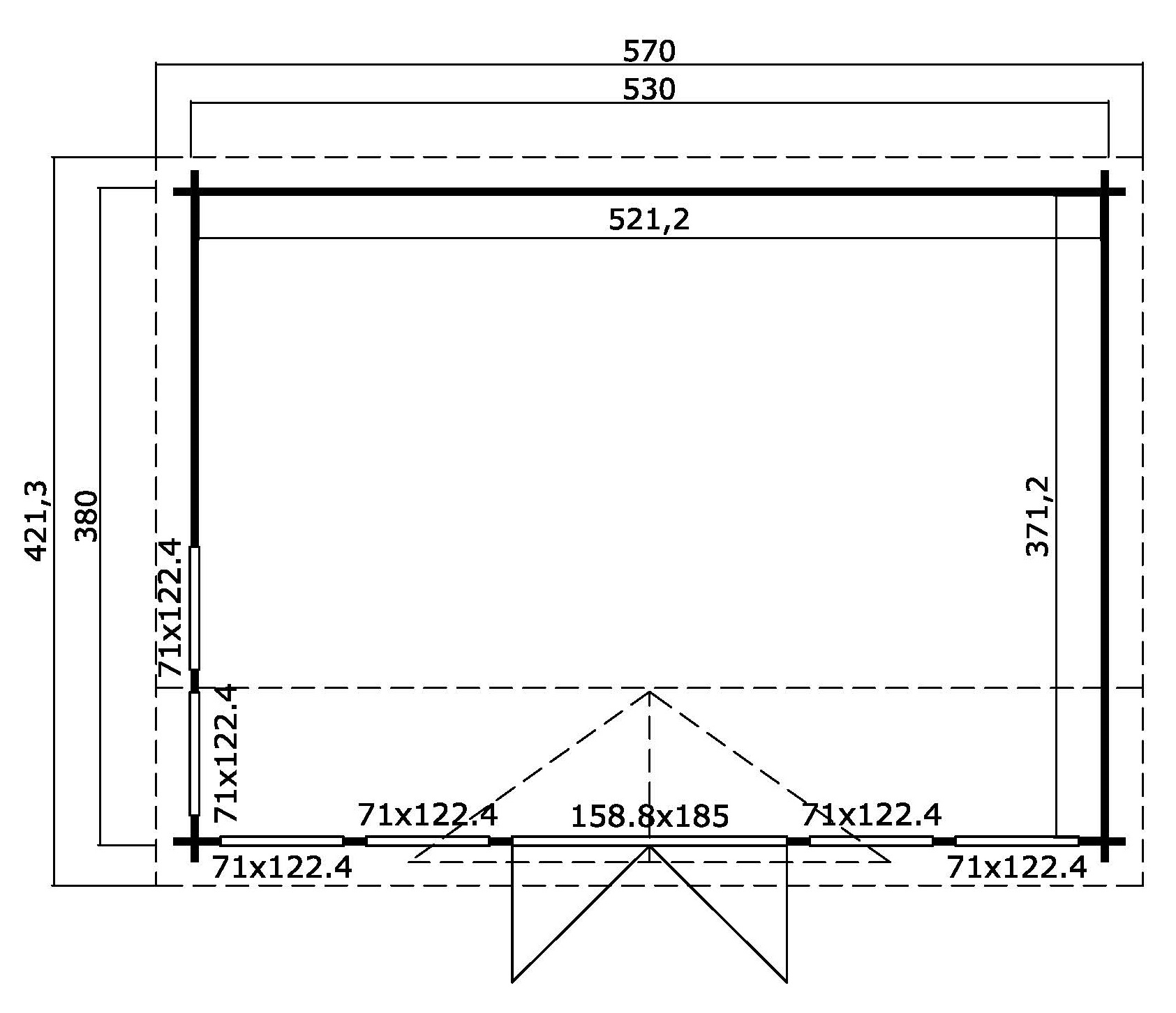 Lasita Maja Balmoral 44 Gartenhaus Blockhaus 44 mm, 380 x 530, Gletschergrün