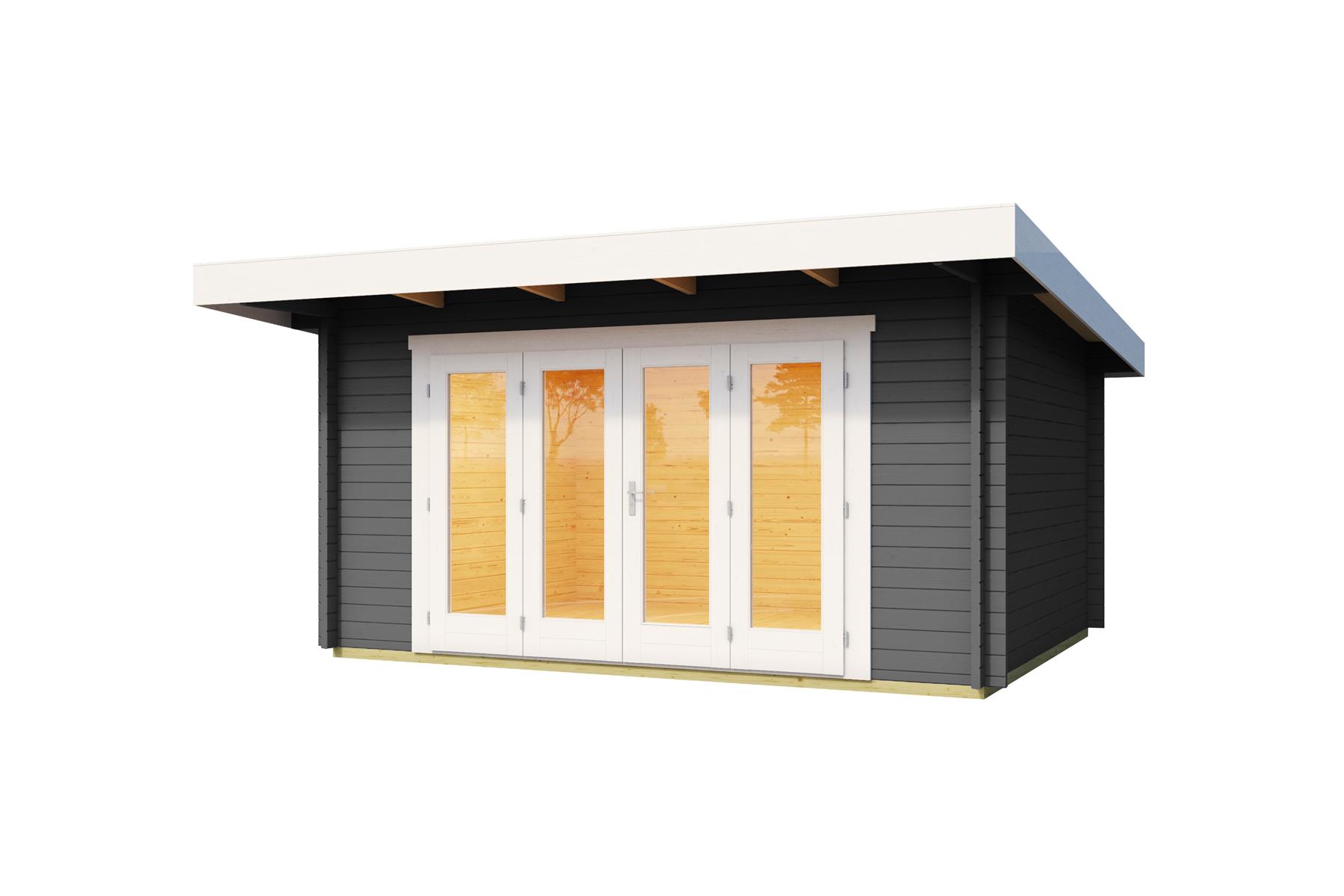 Lasita Maja Sussex 1 Gartenhaus Blockhaus 44 mm mit Vordach, 390 x 300, Carbongrau Lasita Maja Sussex 1 Gartenhaus Blockhaus 44 mm mit Vordach, 390 x 300, Carbongrau