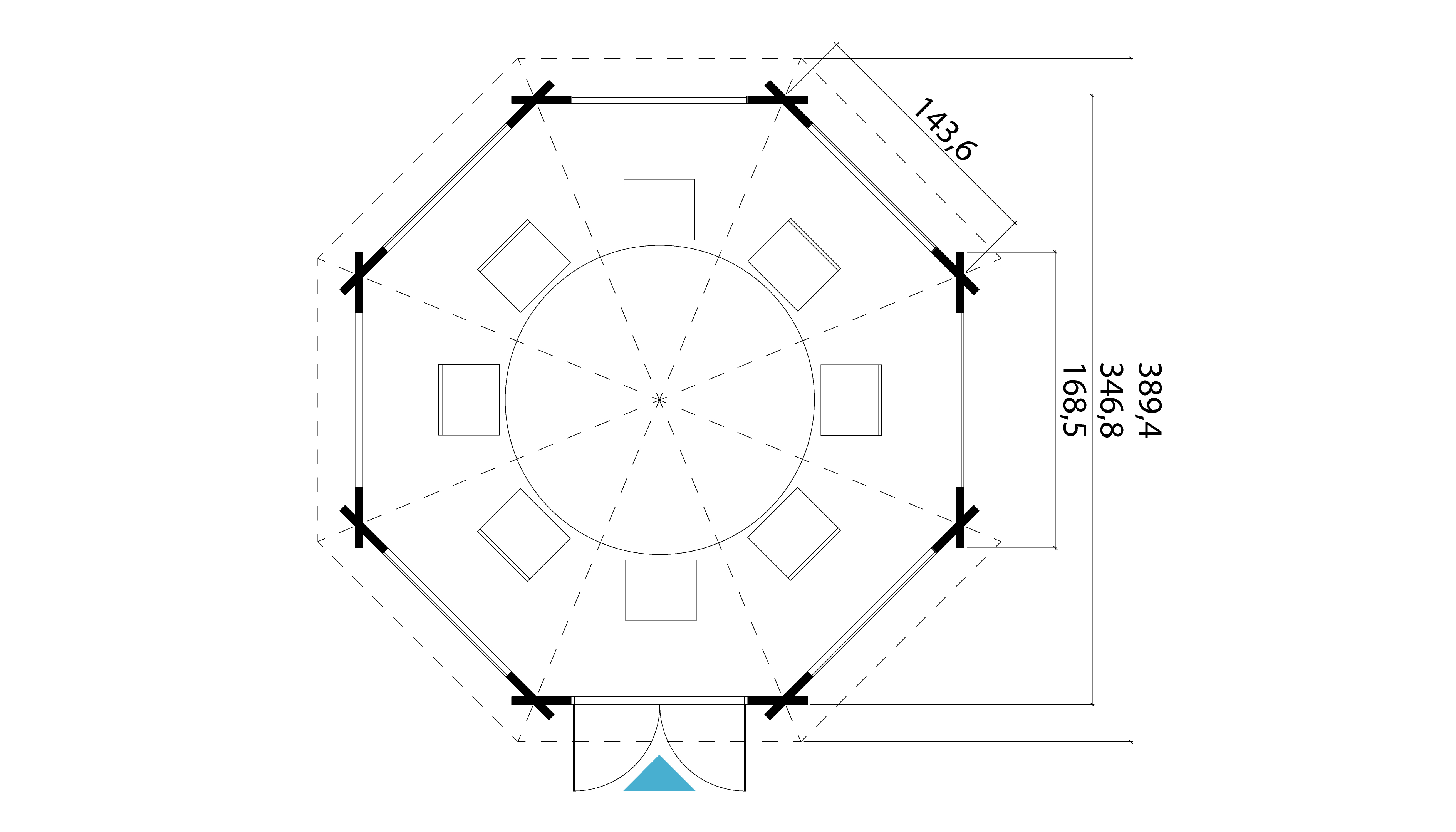 Lasita Maja Jamaica Pavillion 44 mm, 347 x 347, Naturbelassen Lasita Maja Jamaica Pavillion 44 mm, 347 x 347, Naturbelassen