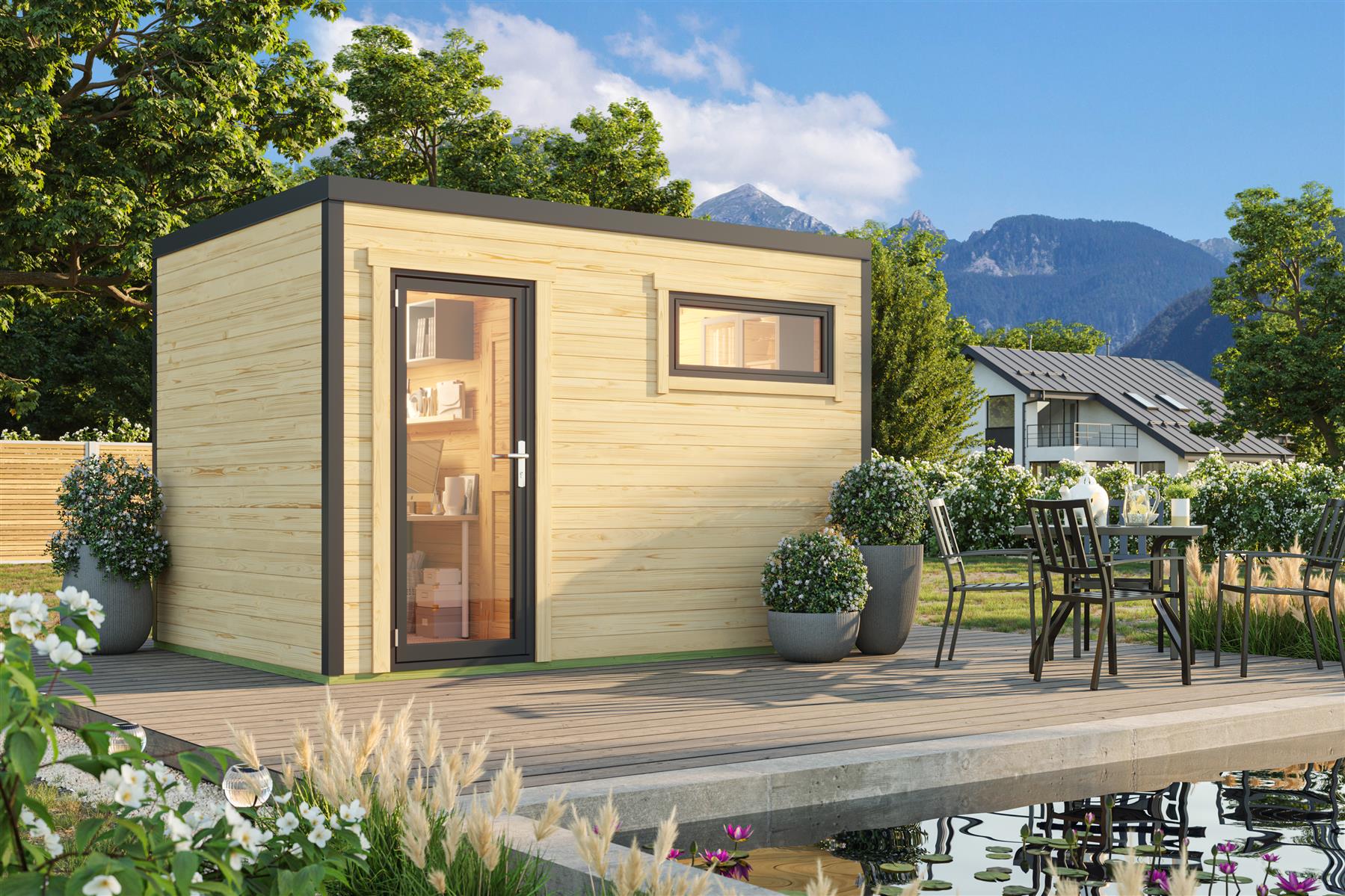 Lasita Maja Sardinia 2 Set Gartenhaus Blockhaus 44 mm 2-Räume, 350x250, Naturbelassen Lasita Maja Sardinia 2 Set Gartenhaus Blockhaus 44 mm 2-Räume, 350x250, Naturbelassen