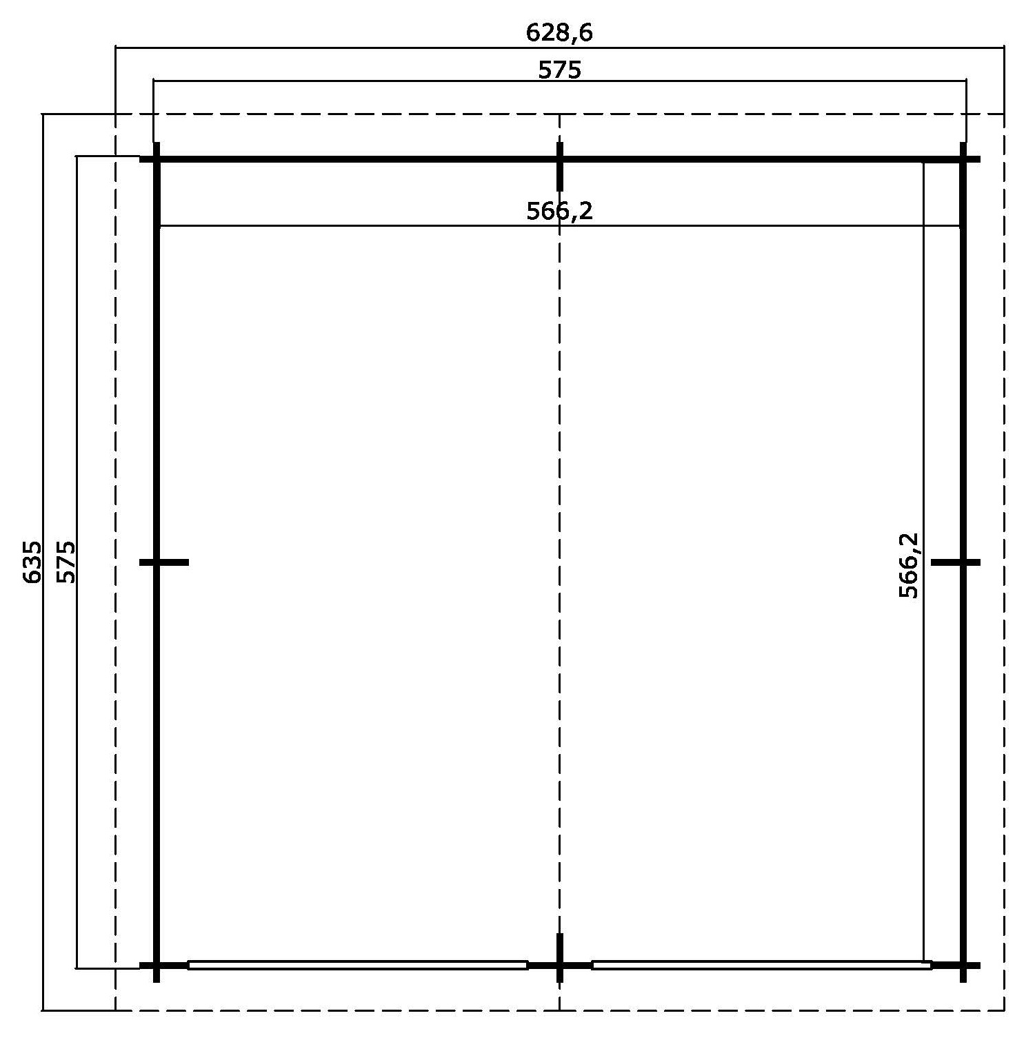 Lasita Maja Falkland Set mit Holztor Garage 44 mm, 575 x 575, Carbongrau