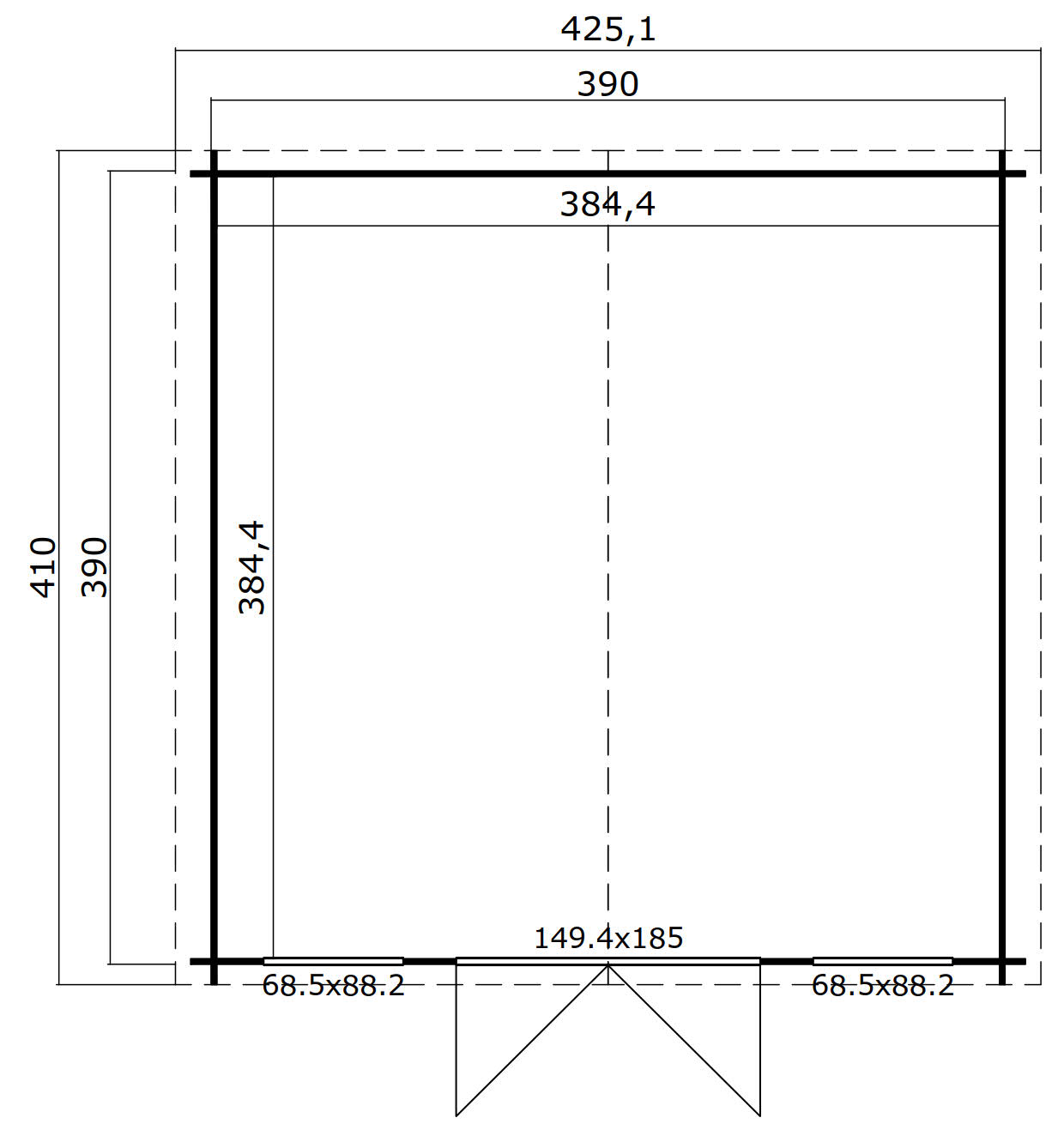 Lasita Maja Wels 4 Holz-Gartenhaus Blockhaus 28mm, 390x390, Naturbelassen