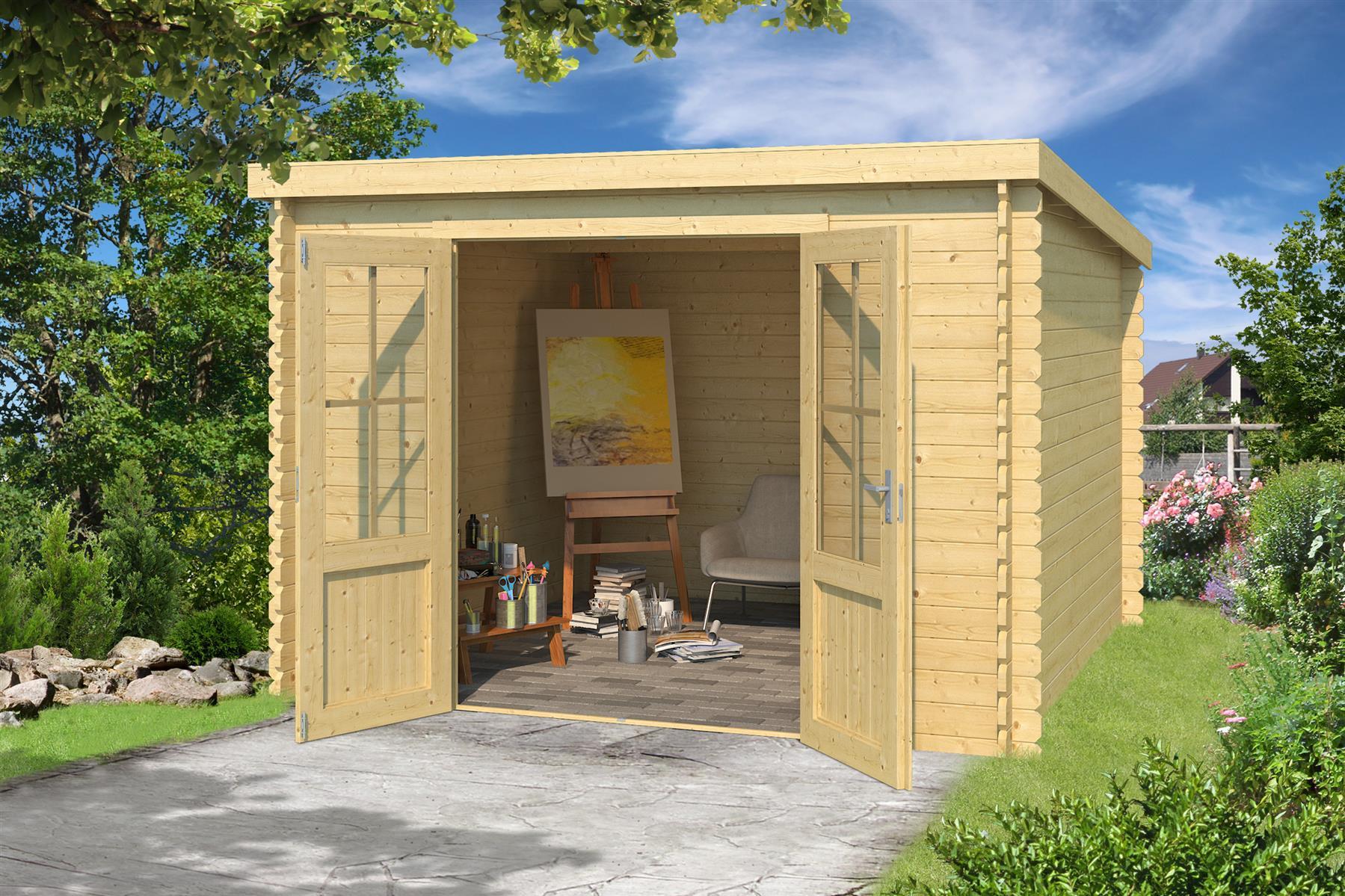 Lasita Maja Miami Holz-Gartenhaus Blockhaus 28mm, 292x292, Naturbelassen