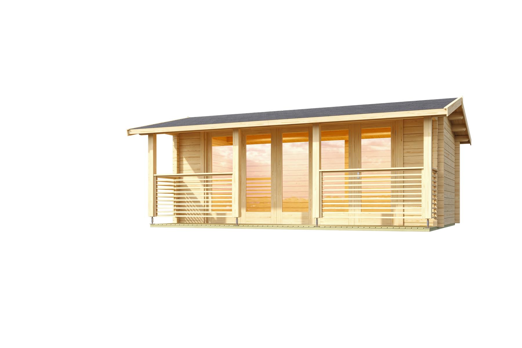 Lasita Maja Lyndhurst Ferienhaus 70 mm, Terrasse mit Geländer, 550 x 300, Naturbelassen Lasita Maja Lyndhurst Ferienhaus 70 mm, Terrasse mit Geländer, 550 x 300, Naturbelassen