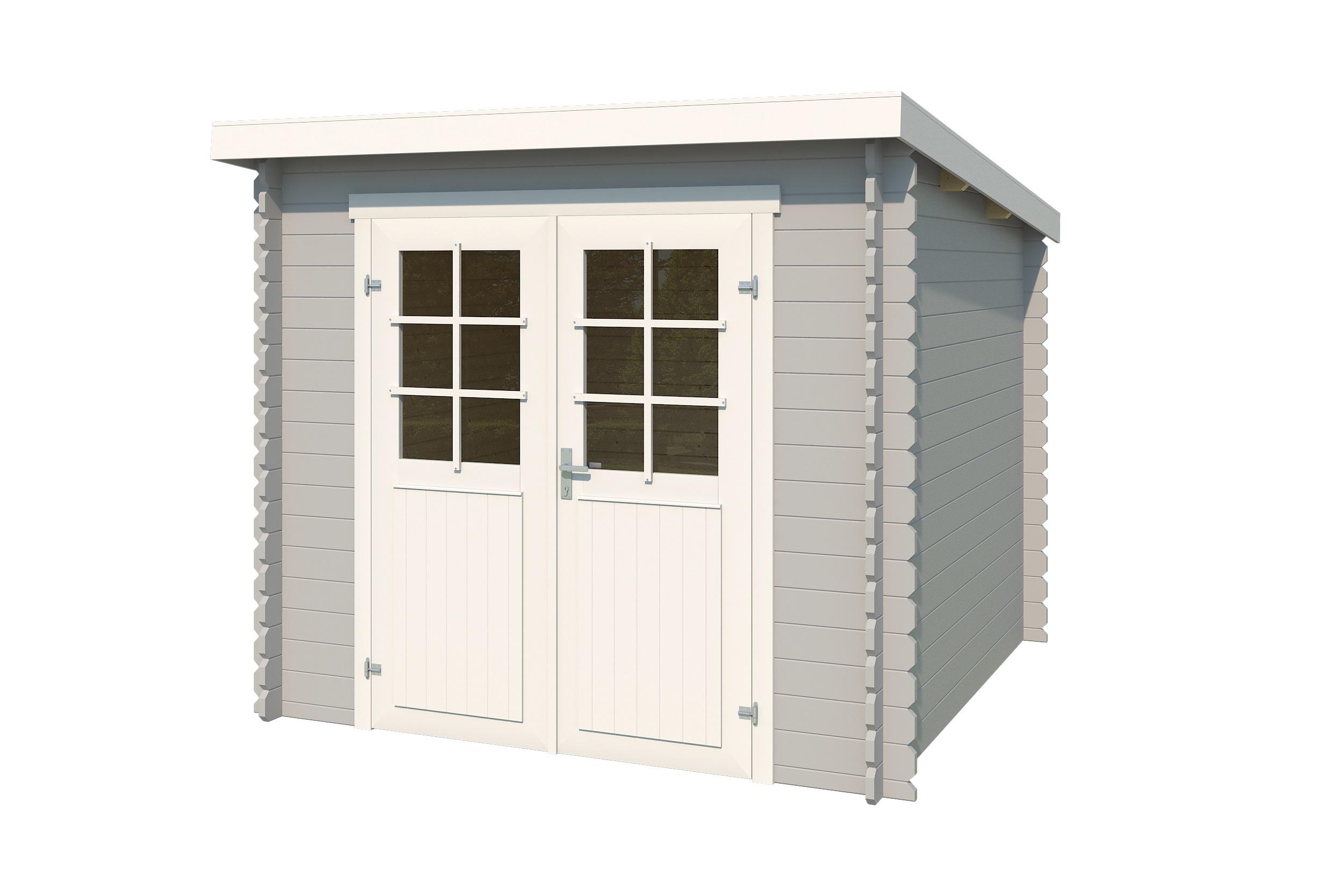 Lasita Maja Indi 230 Holz-Gartenhaus Blockhaus 28mm, 230x230, Lichtgrau