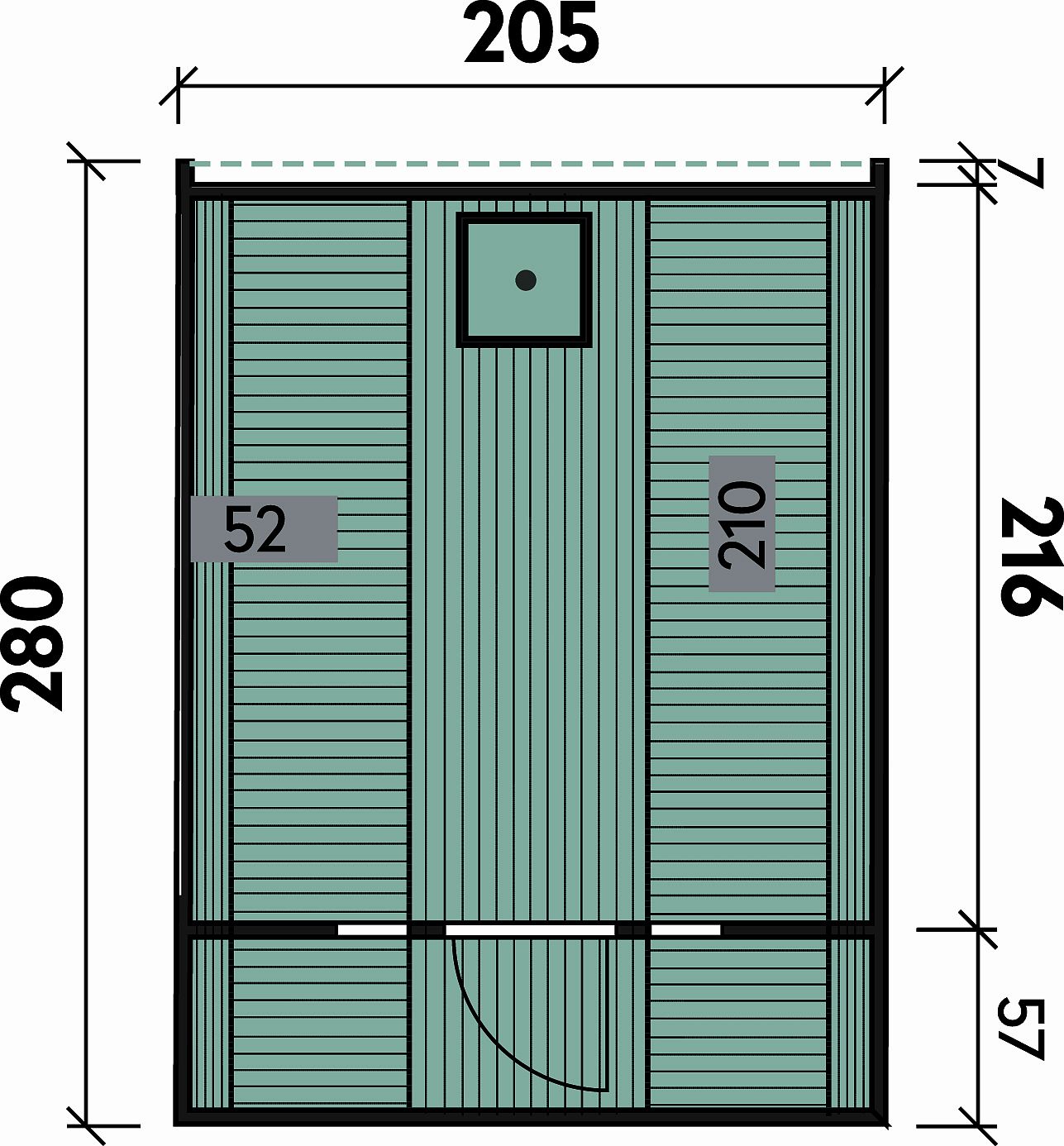 Saunafass Sila 2128 Bausatz mit roten Dachschindeln - Ø205 x 280