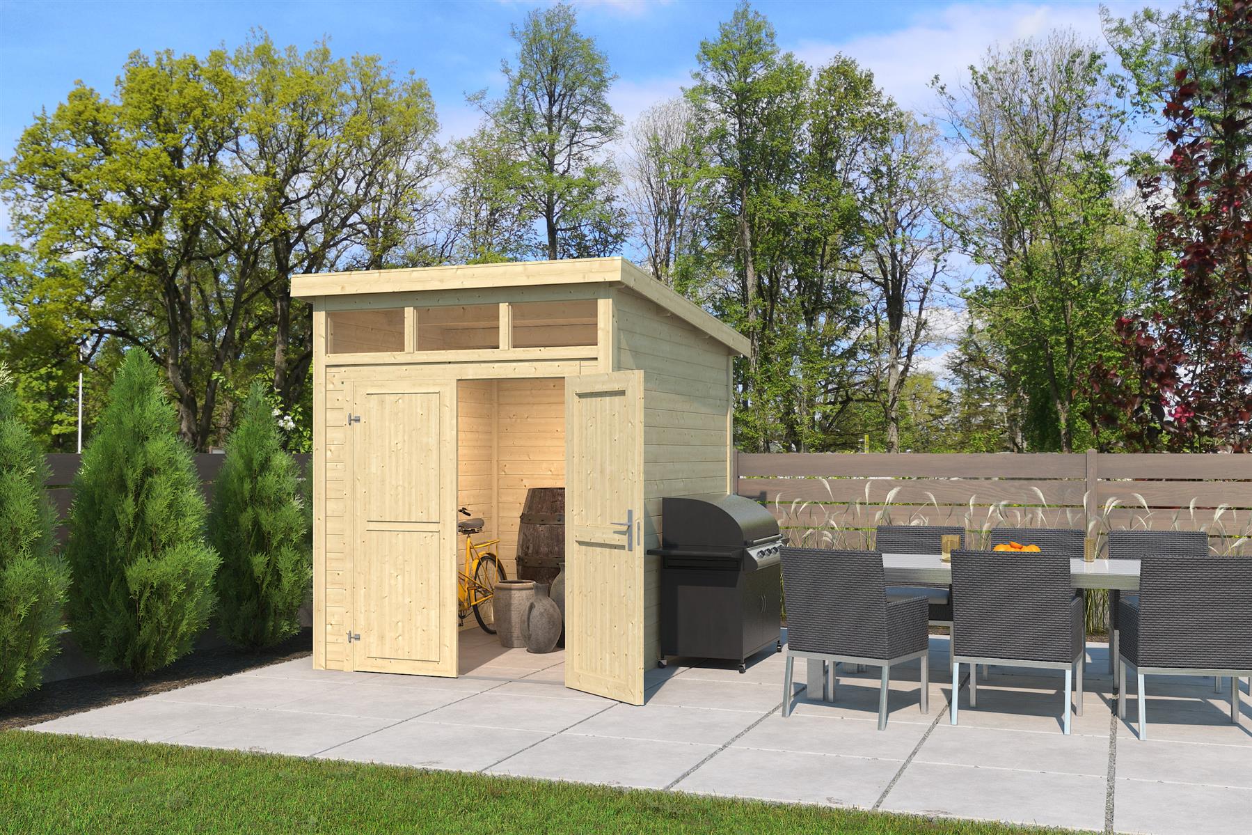 Lasita Maja Kibo 2 Holz-Gartenhaus Blockhaus 28mm, 200x250, Naturbelassen