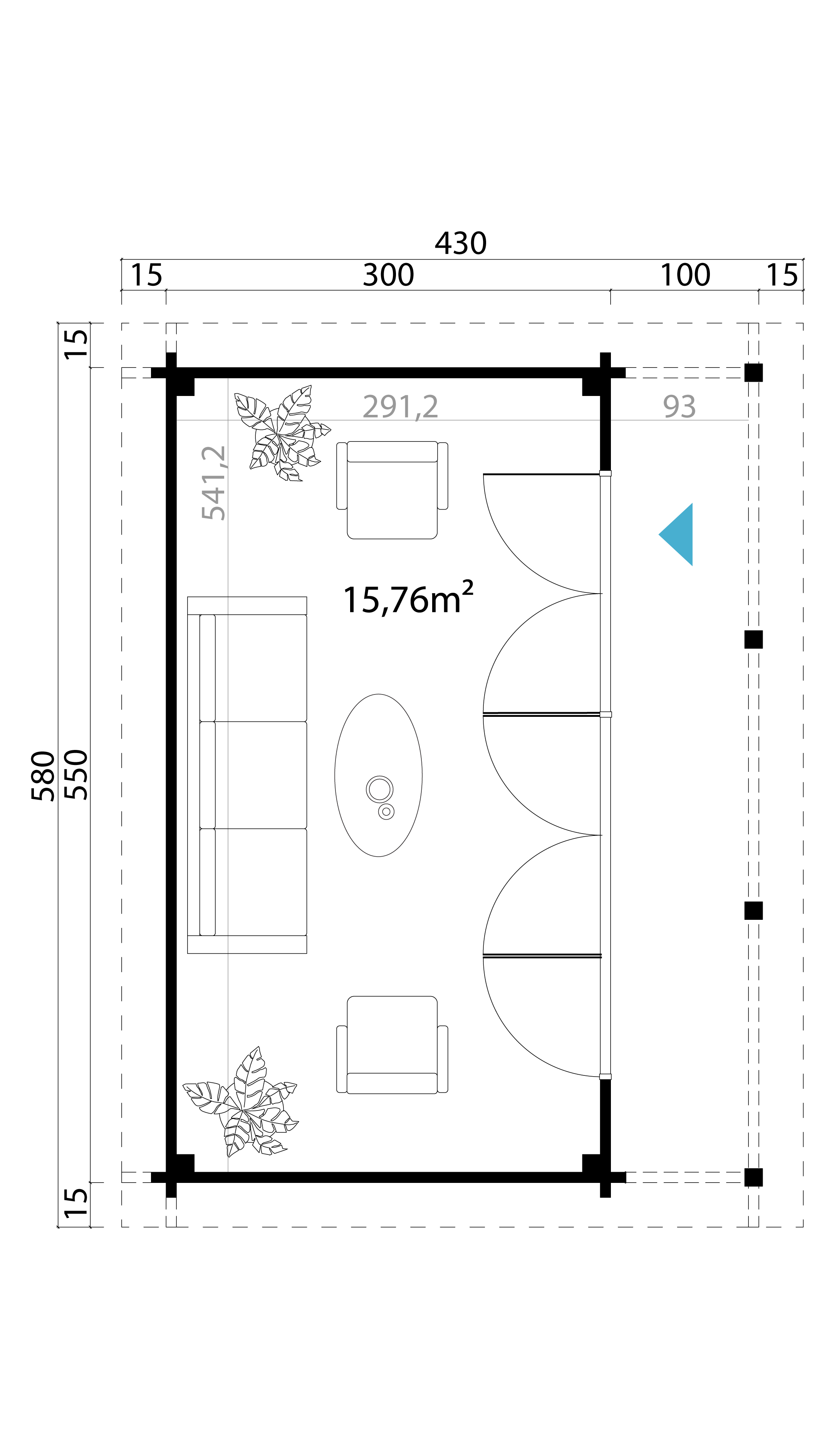 Lasita Maja Liverpool 2 Ferienhaus 44mm, Terrasse mit Geländer, 550x300, Naturbelassen Lasita Maja Liverpool 2 Ferienhaus 44mm, Terrasse mit Geländer, 550x300, Naturbelassen