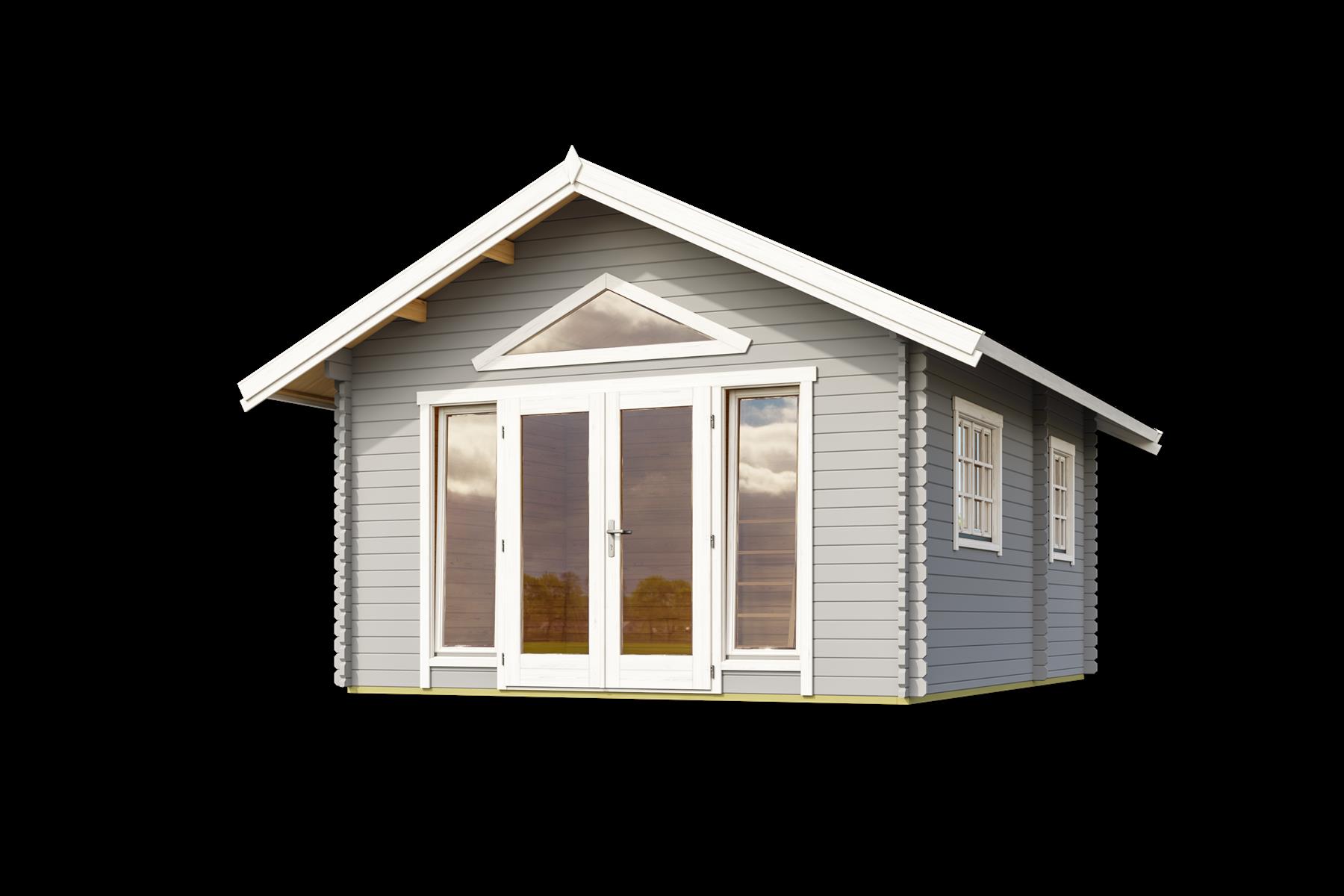 Lasita Maja Caroline 2.2 Gartenhaus Blockhaus 40 mm 3-Raum und Schlafboden, 390 x 575, Lichtgrau Lasita Maja Caroline 2.2 Gartenhaus Blockhaus 40 mm 3-Raum und Schlafboden, 390 x 575, Lichtgrau