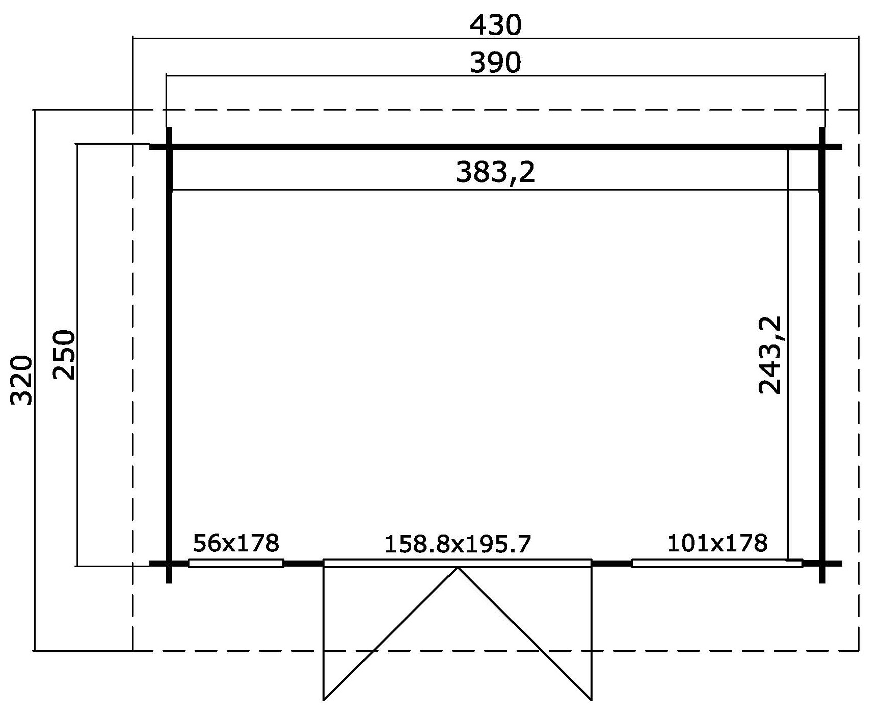 Lasita Maja Dorset 1 Gartenhaus Blockhaus 34 mm, 390 x 250, Gletschergrün