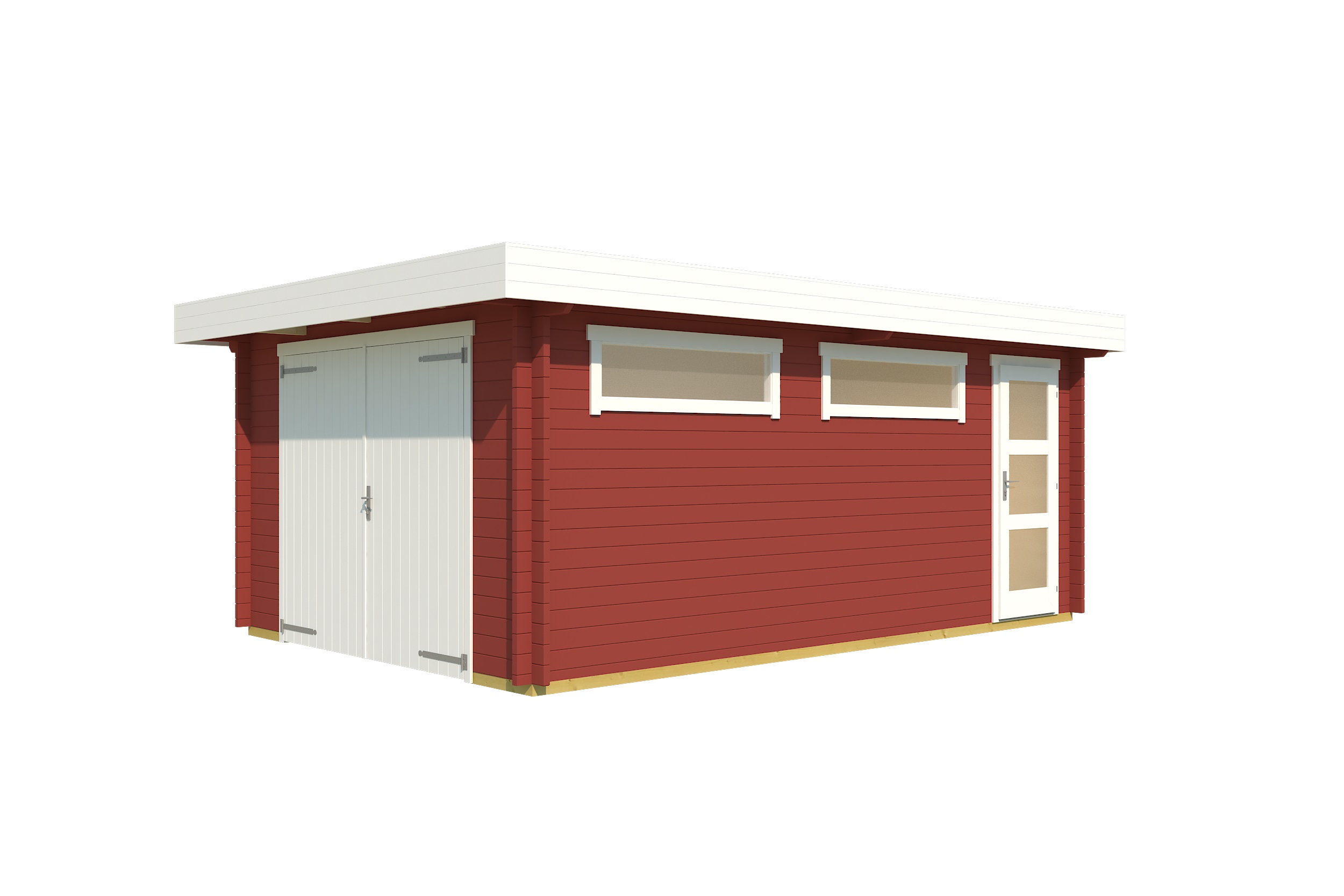 Lasita Maja Canberra Set mit Holztor Garage 44 mm, 360 x 540, Schwedenrot