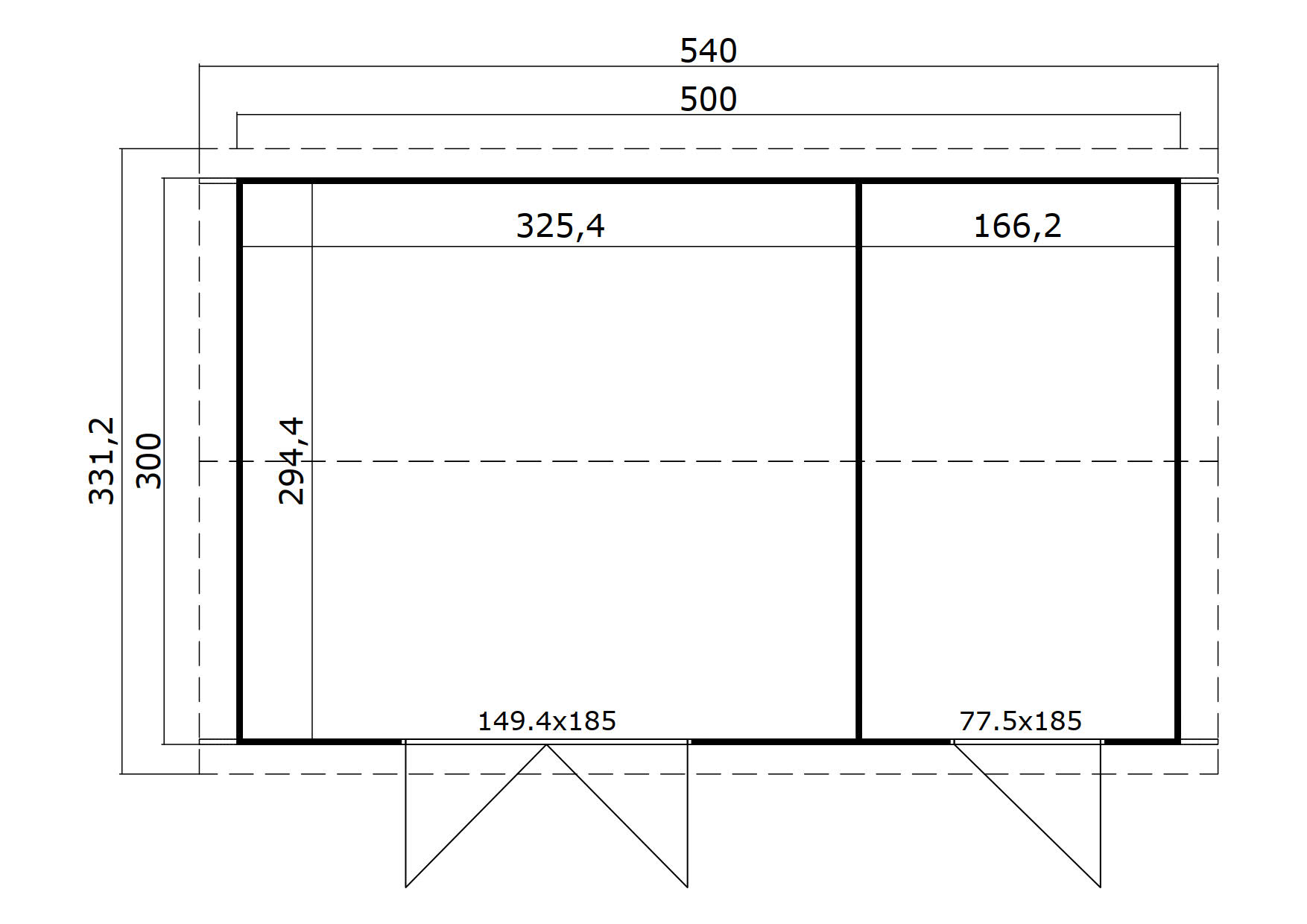 Lasita Maja Tuvalu Xl Holz-Gartenhaus Blockhaus 28mm, 2-Raum, 500x300, Naturbelassen