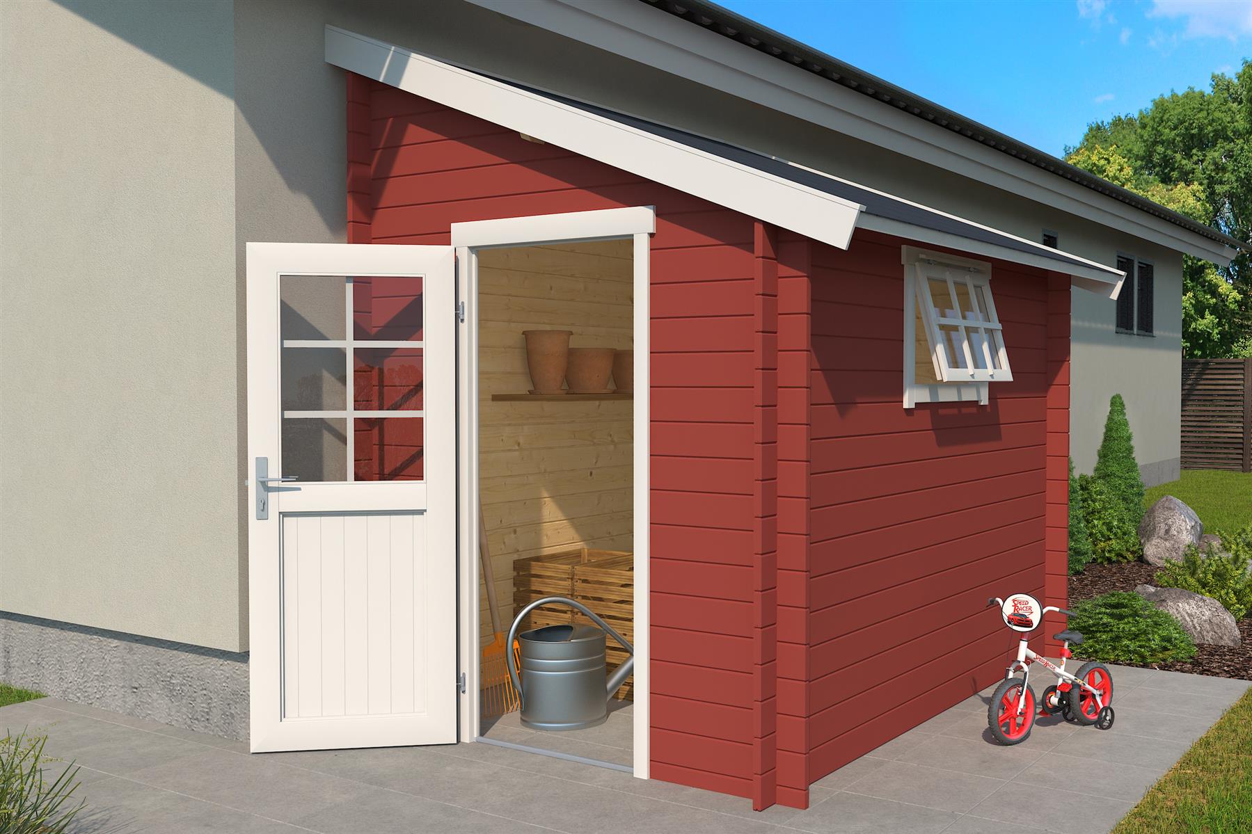 Lasita Maja Jura 2 Holz-Gartenhaus Blockhaus 28mm, 180x275, Schwedenrot