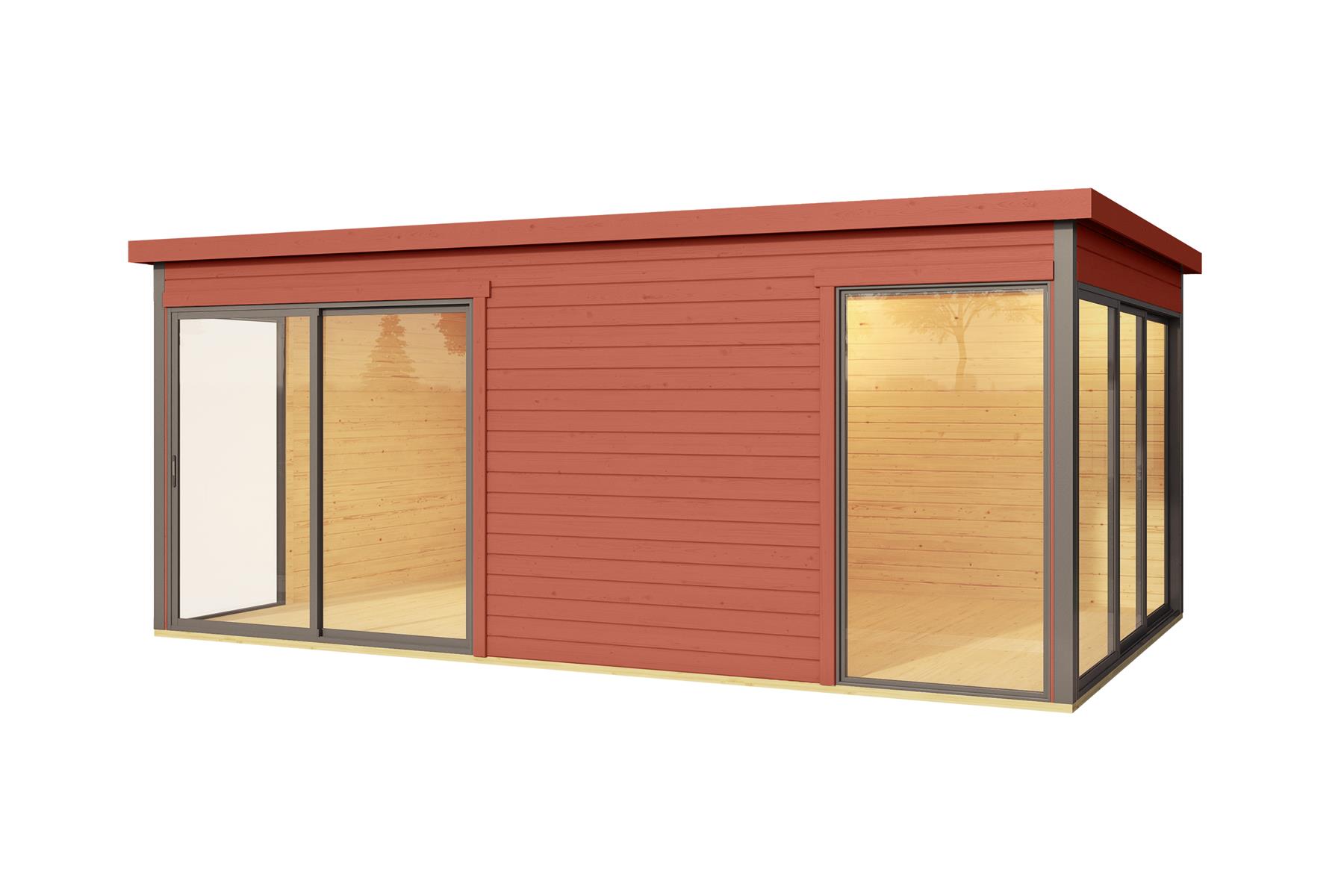 Lasita Maja Domeo 3 Gartenhaus Blockhaus 44 mm 2-Raum, 509 x 322, Schwedenrot