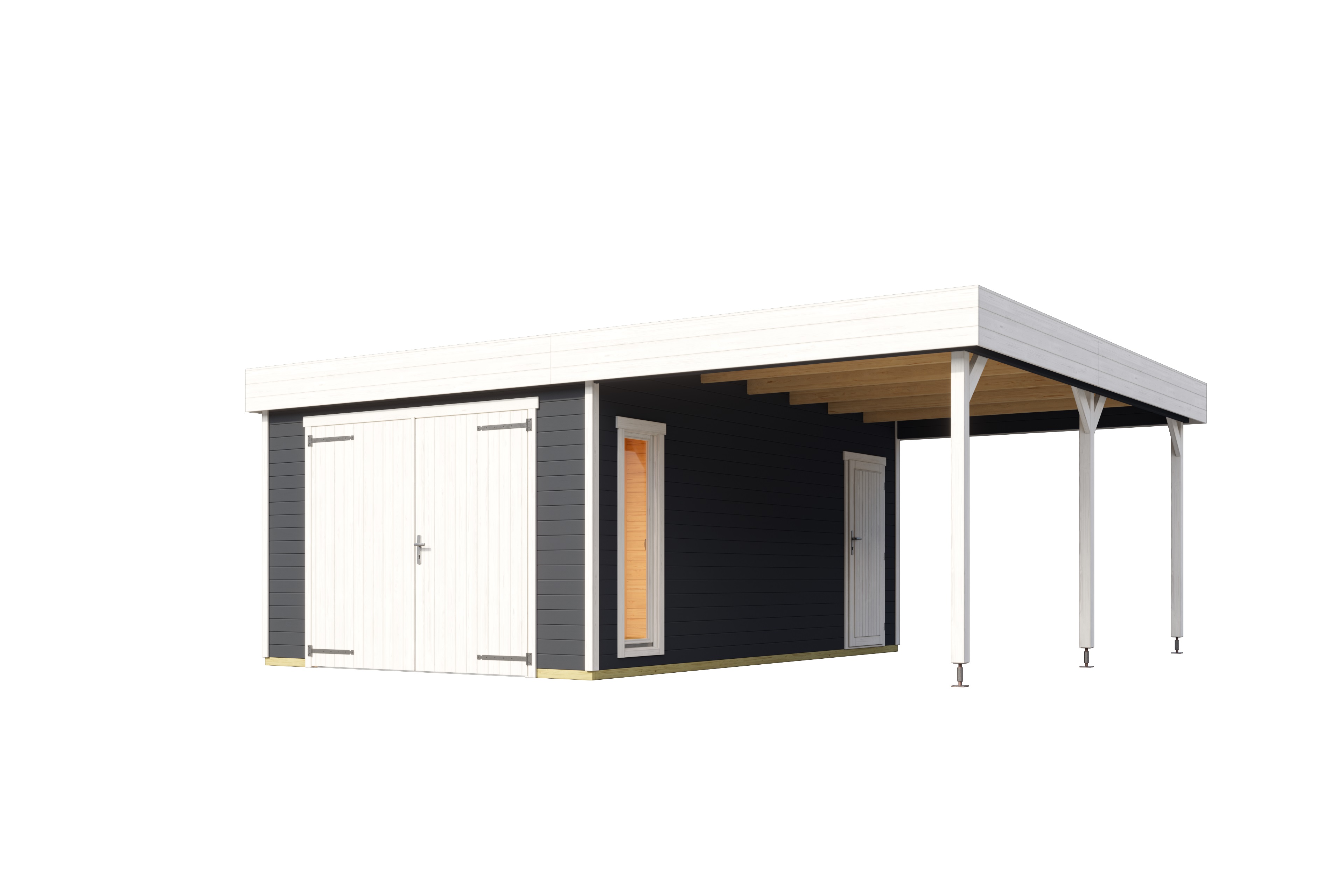 Lasita Maja Bahamas Set mit Holztor Garage 44mm mit Dachanbau, 660 x 540, Carbongrau Lasita Maja Bahamas Set mit Holztor Garage 44mm mit Dachanbau, 660 x 540, Carbongrau