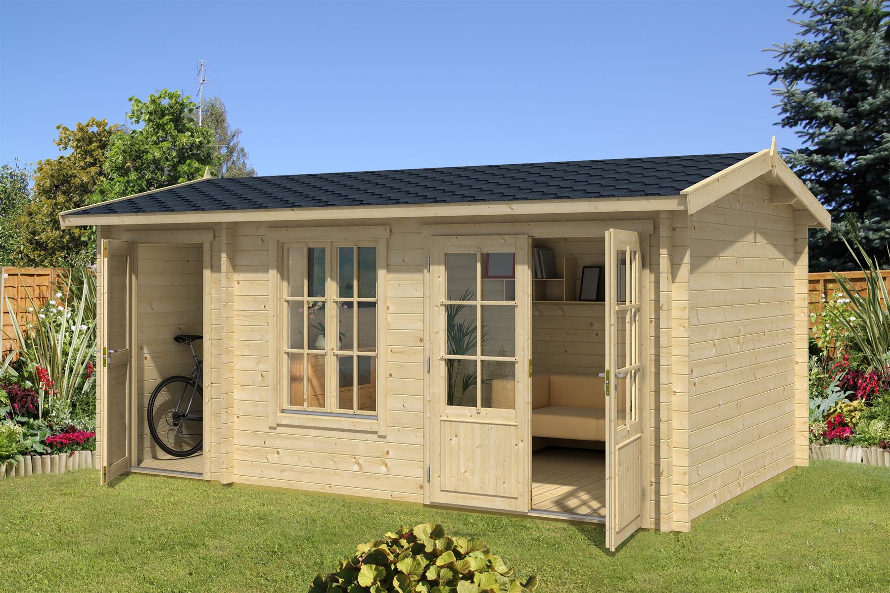 Lasita Maja Wrexham 2 Gartenhaus Blockhaus 44 mm, 485 x 300, Naturbelassen Lasita Maja Wrexham 2 Gartenhaus Blockhaus 44 mm, 485 x 300, Naturbelassen