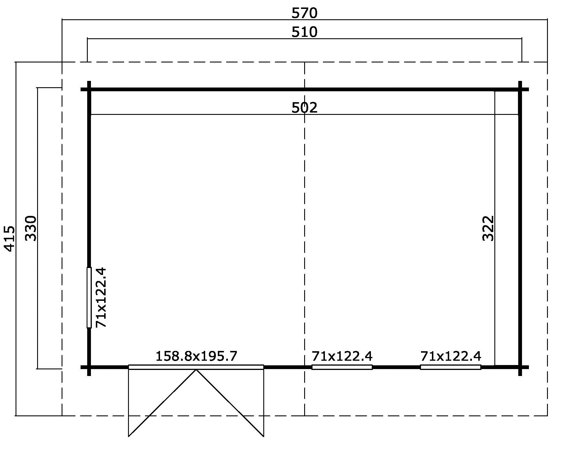 Lasita Maja Baruda 53 Gartenhaus Blockhaus 40 mm, 510 x 330, Schwedenrot