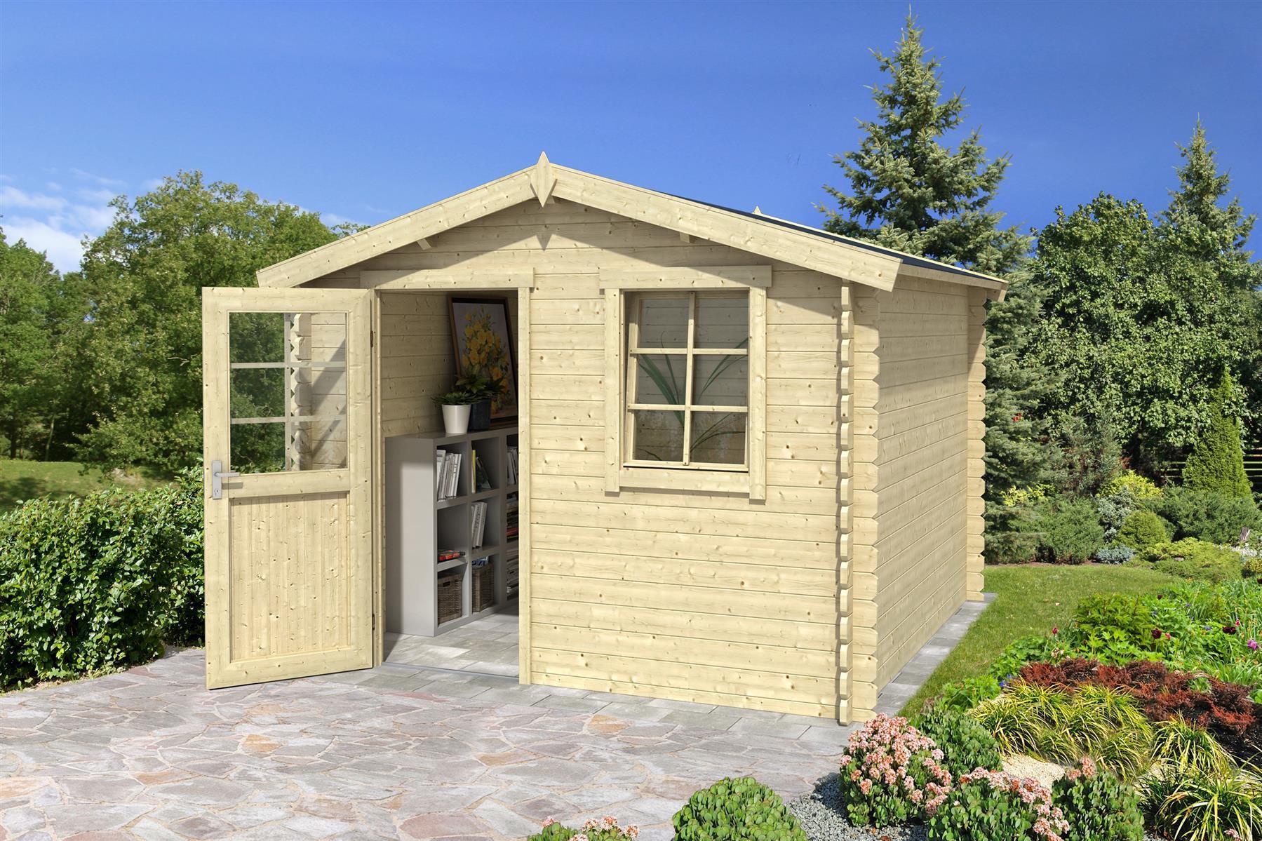 Lasita Maja Nina 275 Holz-Gartenhaus Blockhaus 28mm, 275x275, Naturbelassen
