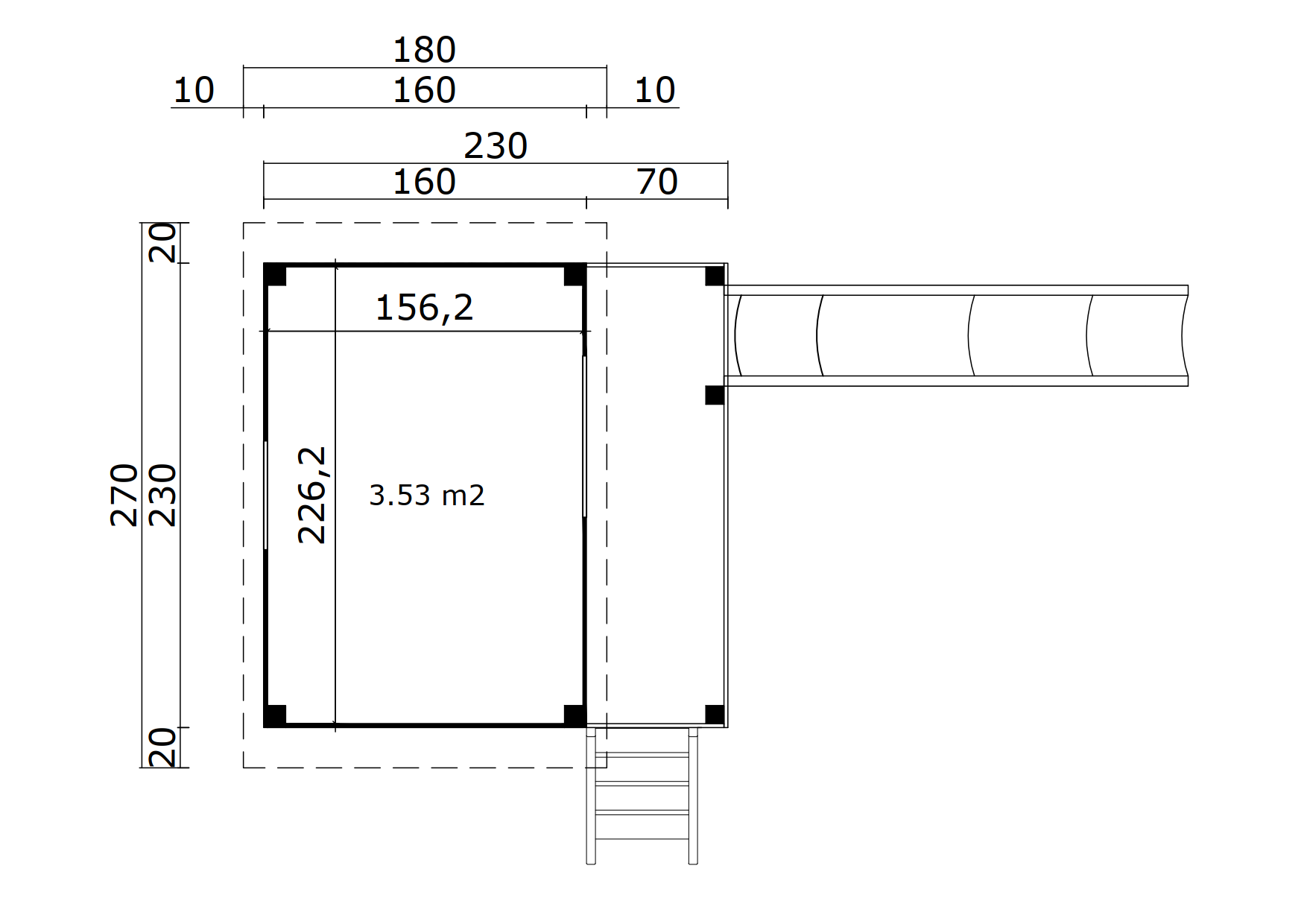 Lasita Maja Tivoli 1 (inkl.Rutsche in Rot) Kinderspielhaus 19mm, Fundamentmass 160 x 230, Lichtgrau