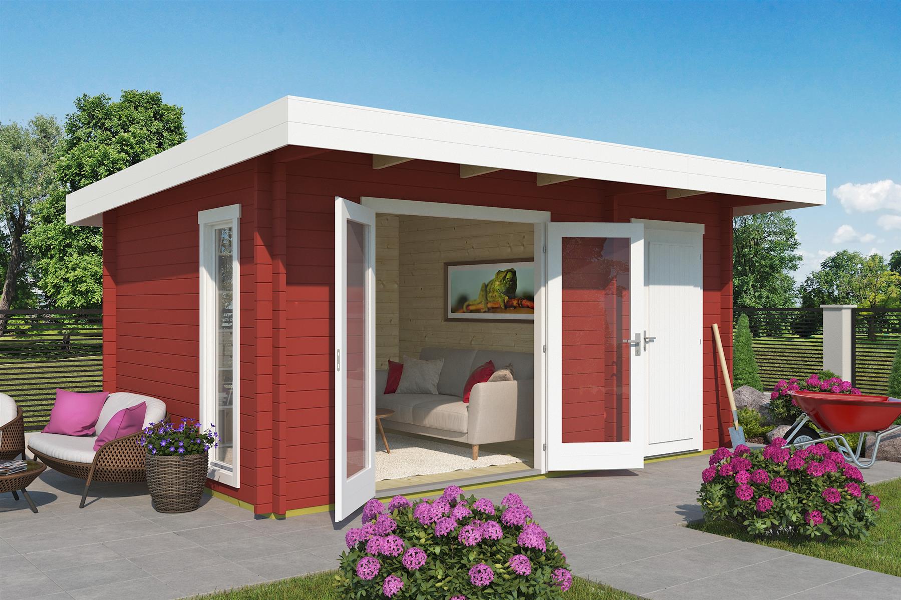 Lasita Maja Chameleon 44 Gartenhaus Blockhaus 44 mm 2-Raum, 450 x 300, Schwedenrot Lasita Maja Chameleon 44 Gartenhaus Blockhaus 44 mm 2-Raum, 450 x 300, Schwedenrot