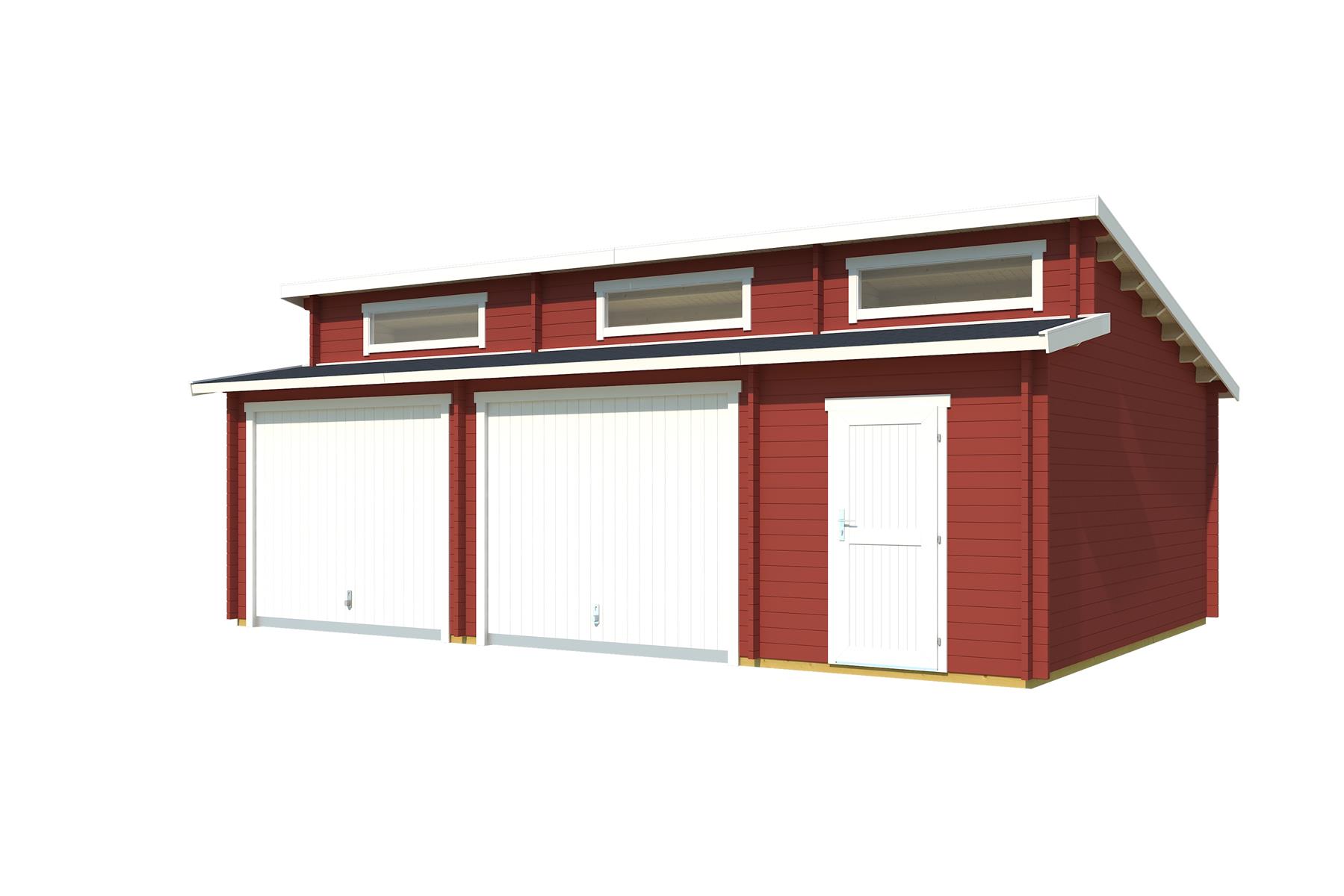 Lasita Maja Hawaii Set mit Schwingtoren Garage 44 mm 2-Raum, 780 x 520, Schwedenrot Lasita Maja Hawaii Set mit Schwingtoren Garage 44 mm 2-Raum, 780 x 520, Schwedenrot