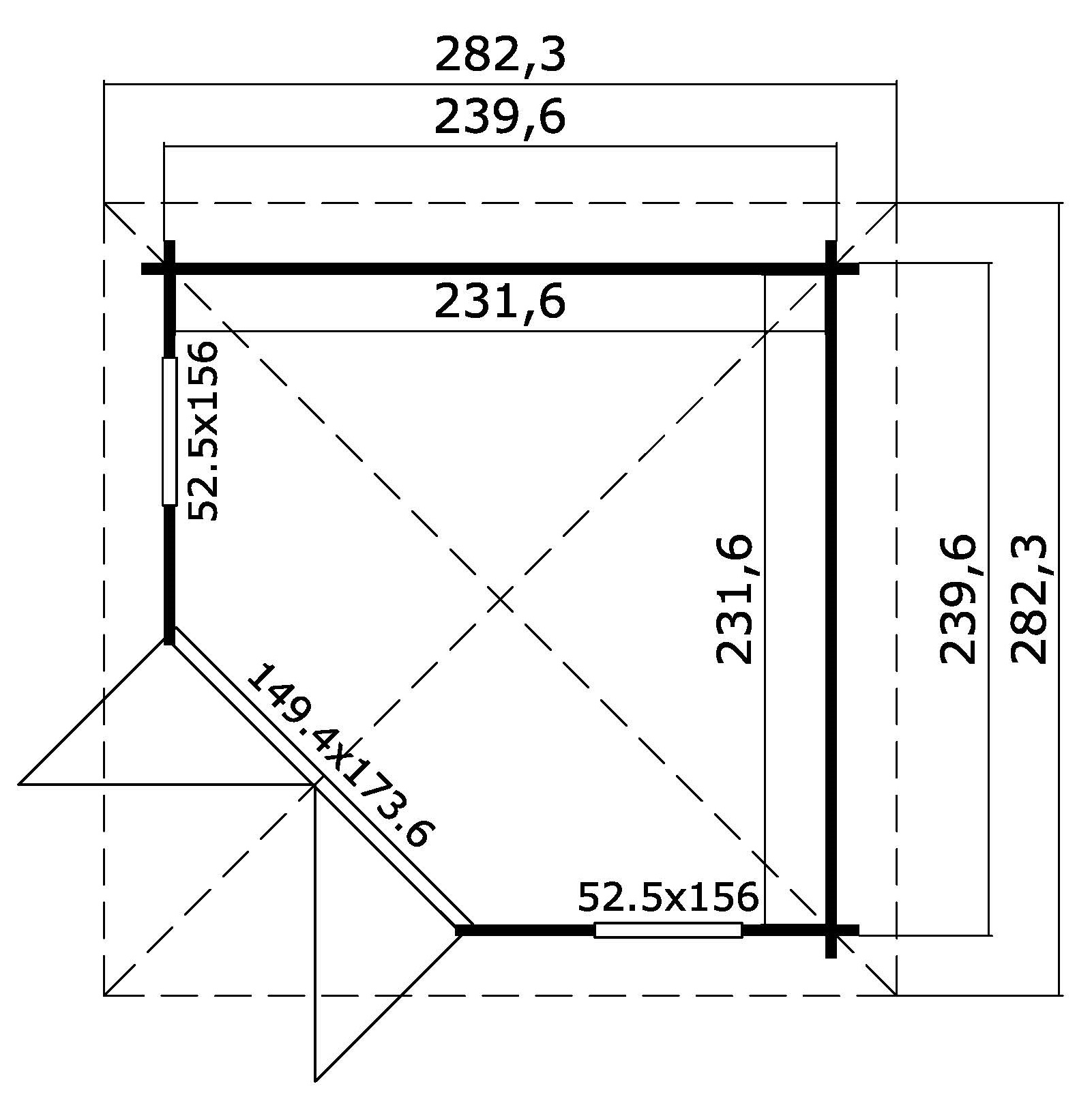 Lasita Maja Oban 40 Gartenhaus Blockhaus 40 mm, 239 x 239, Schwedenrot