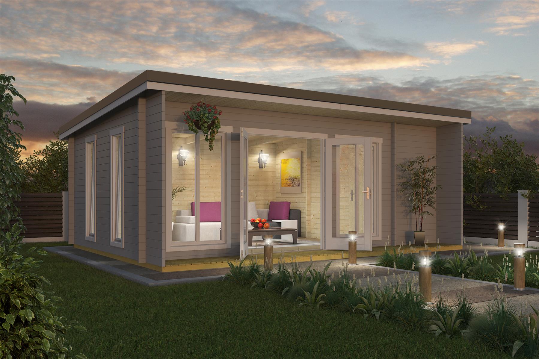 Lasita Maja Japan Gartenhaus Blockhaus 44 mm 3-Raum, 608 x 390, Lichtgrau Lasita Maja Japan Gartenhaus Blockhaus 44 mm 3-Raum, 608 x 390, Lichtgrau