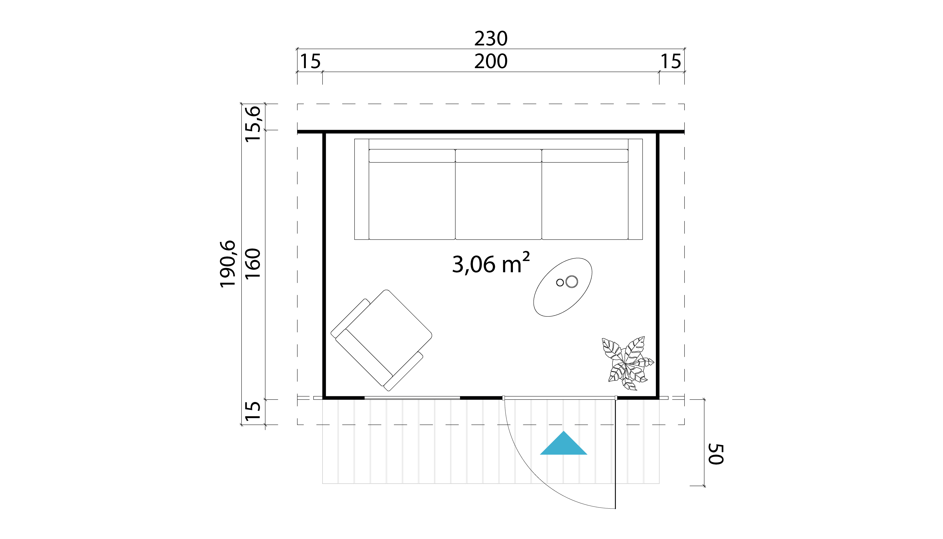 Lasita Maja Flipp Kinderspielhaus 19mm, Fundamentmass 200x160, Schwedenrot