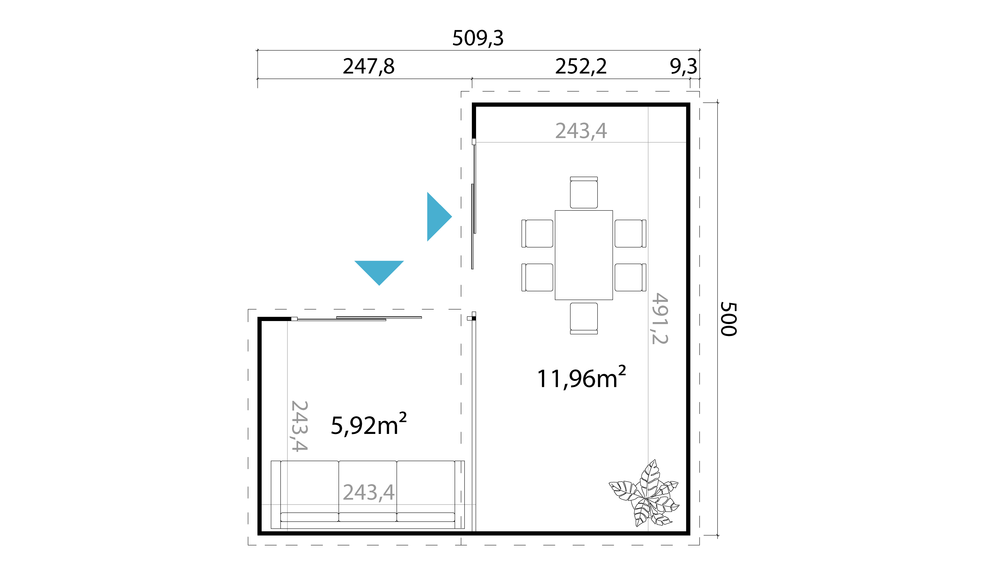 Lasita Maja Domeo 6 Gartenhaus Blockhaus 44 mm, 500 x 500, Carbongrau