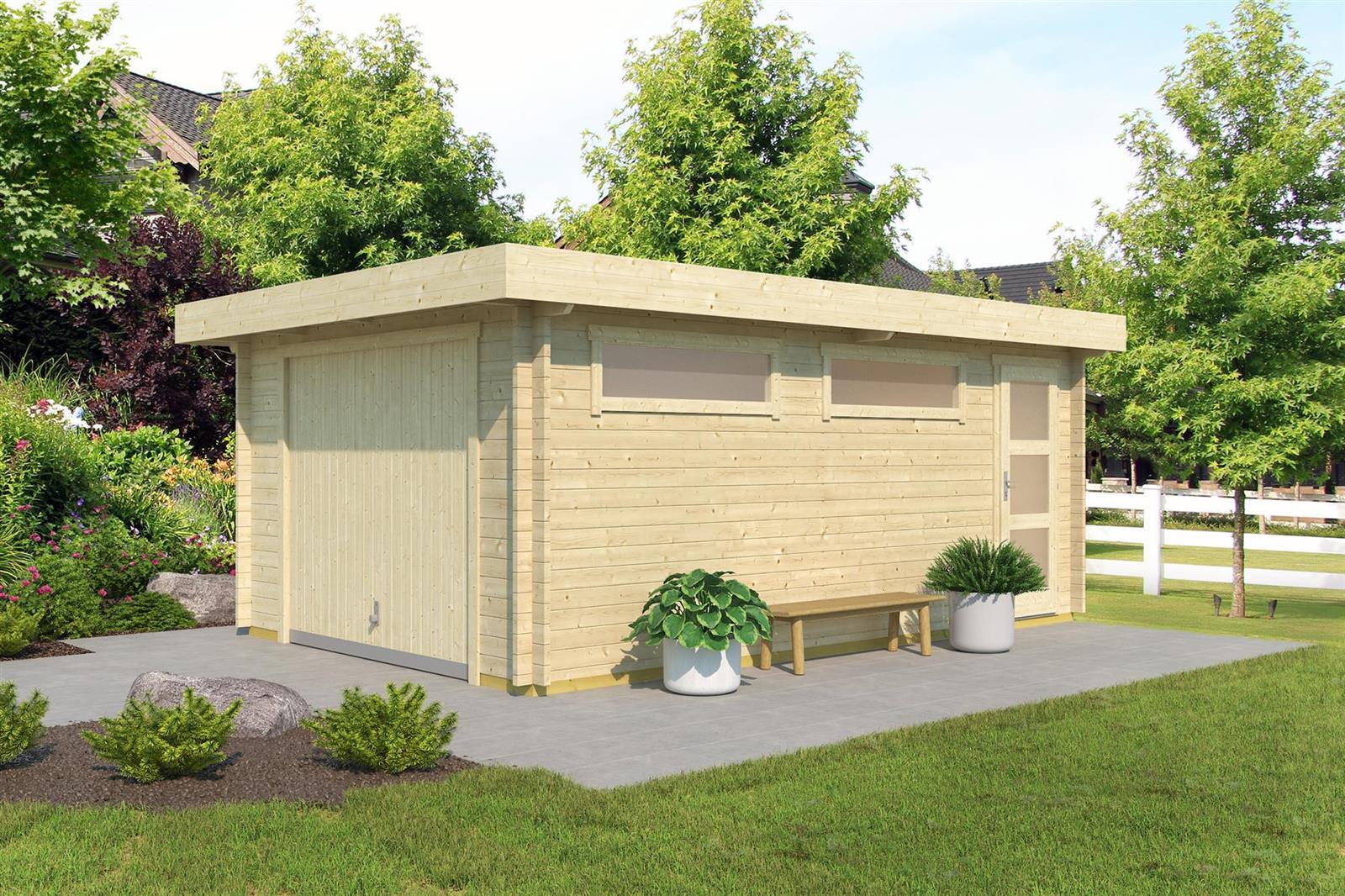 Lasita Maja Canberra Set mit Schwingtor Garage 44 mm, 360 x 540, Naturbelassen Lasita Maja Canberra Set mit Schwingtor Garage 44 mm, 360 x 540, Naturbelassen