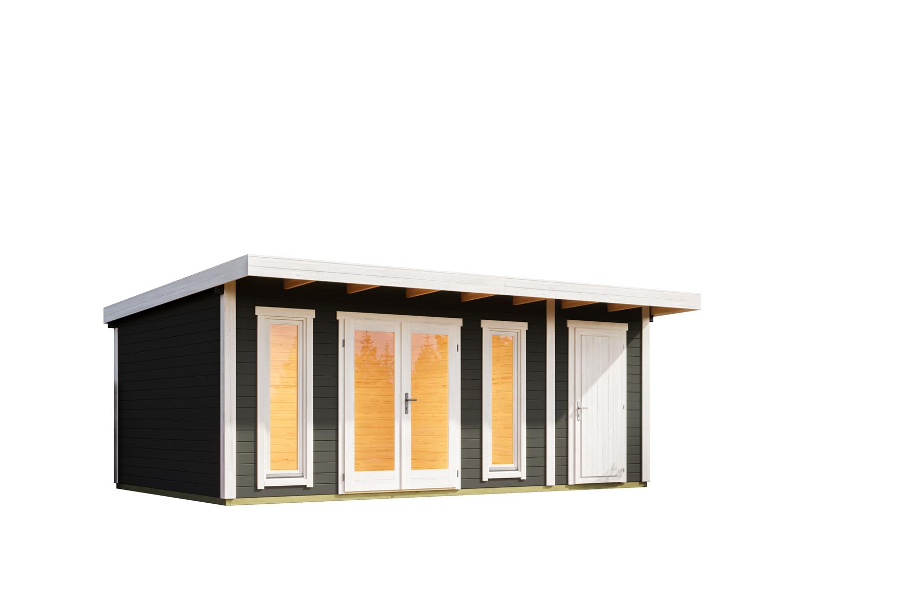 Lasita Maja Sicily 2 Gartenhaus Blockhaus 44 mm, 575x350, Carbongrau