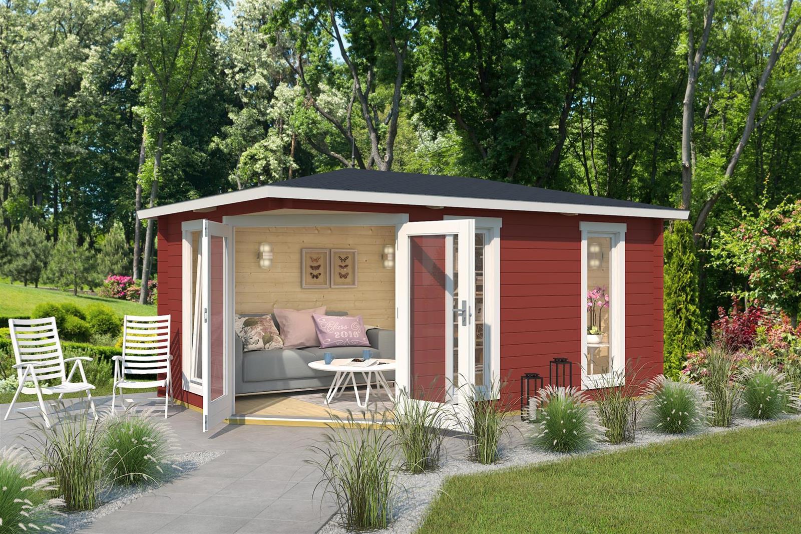 Lasita Maja Edinburgh 2 Gartenhaus Blockhaus 40 mm, 448x280, Schwedenrot Lasita Maja Edinburgh 2 Gartenhaus Blockhaus 40 mm, 448x280, Schwedenrot
