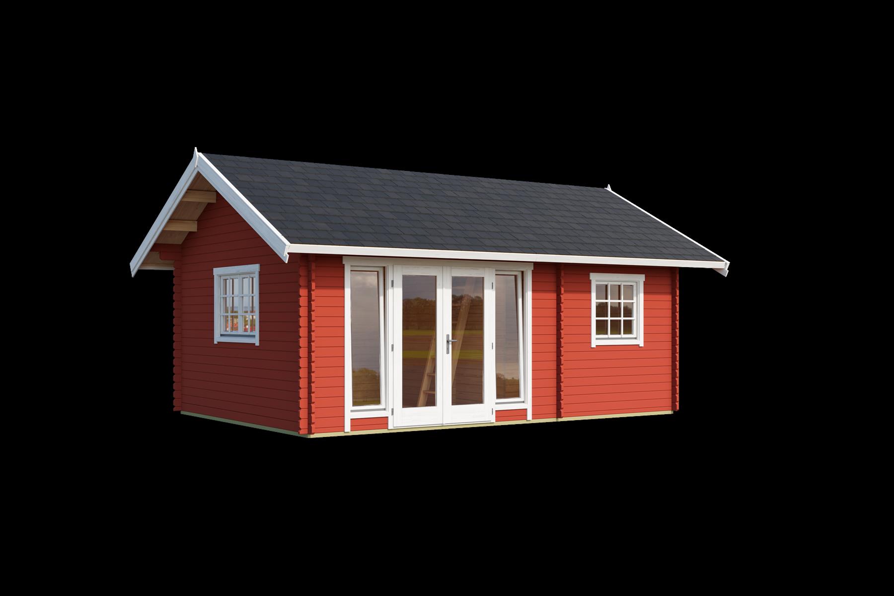 Lasita Maja Caroline 2.1 Gartenhaus Blockhaus 40 mm mit 3-Raum und Schlafboden, 575 x 390, Schwedenrot Lasita Maja Caroline 2.1 Gartenhaus Blockhaus 40 mm mit 3-Raum und Schlafboden, 575 x 390, Schwedenrot