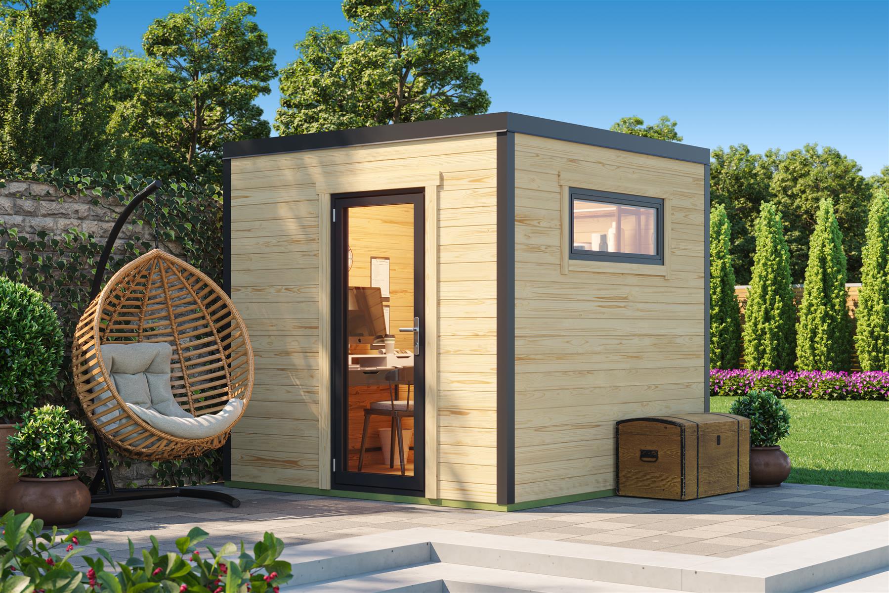 Lasita Maja Sardinia 1 Set Gartenhaus Blockhaus 44 mm, 250x250, Naturbelassen Lasita Maja Sardinia 1 Set Gartenhaus Blockhaus 44 mm, 250x250, Naturbelassen