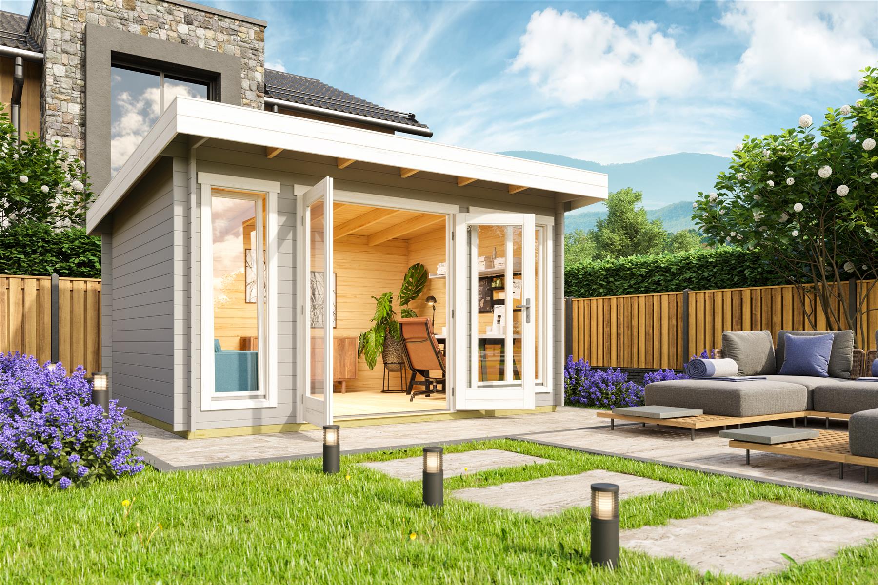 Lasita Maja Dorset 2 Gartenhaus Blockhaus 34 mm, 390 x 300, Lichtgrau Lasita Maja Dorset 2 Gartenhaus Blockhaus 34 mm, 390 x 300, Lichtgrau