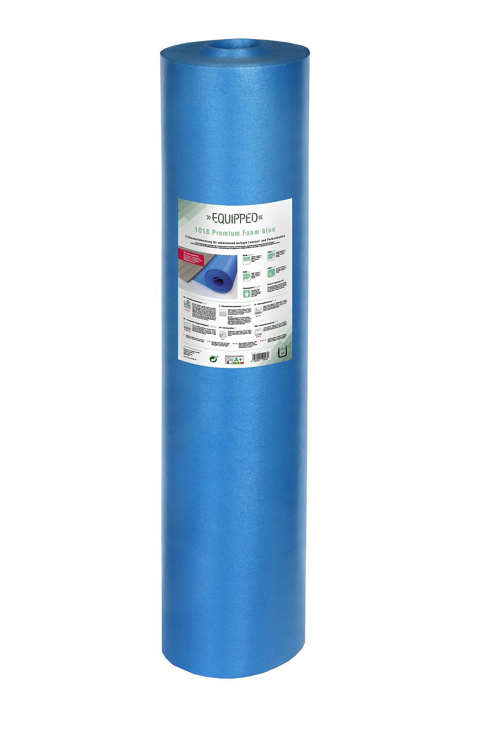 EQUIPPED 1018 Premium Foam blue - 25m²/Rolle - 2 Rollen/Beutel - Breite 1m - Unterlage / Trittschalldämmung für Laminat EQUIPPED 1018 Premium Foam blue - 25m²/Rolle - 2 Rollen/Beutel - Breite 1m - Unterlage / Trittschalldämmung für Laminat