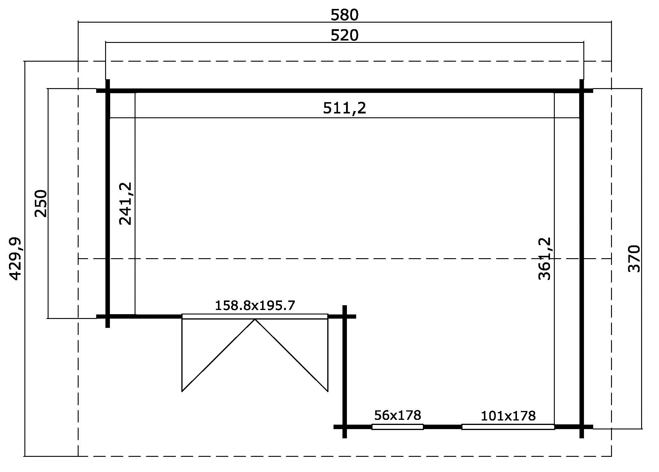 Lasita Maja Brighton 44 Gartenhaus Blockhaus 44 mm mit Terrasse, 520 x 370, Gletschergrün