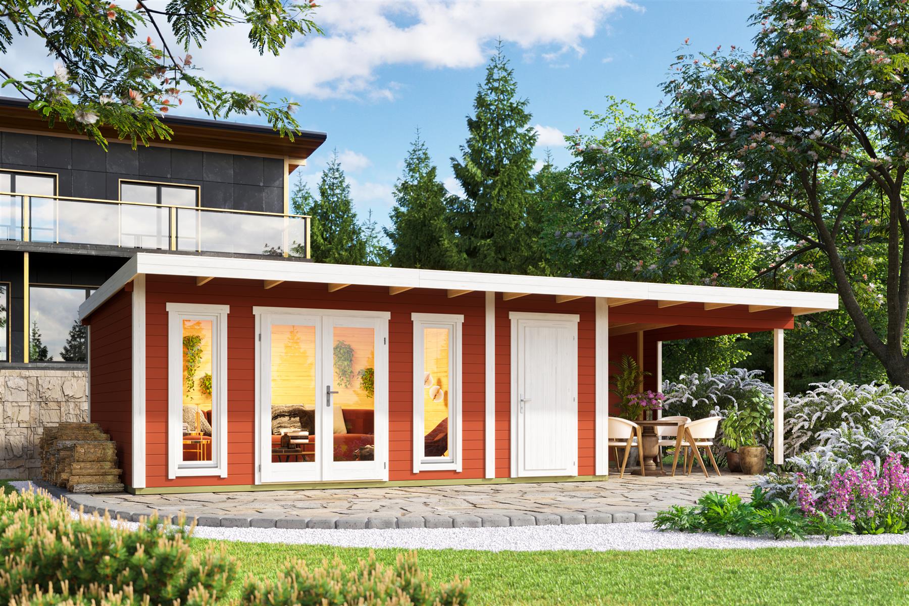 Lasita Maja Sicily Dachverlängerung Anbau für Sicily 44 mm, 300x350, Schwedenrot Lasita Maja Sicily Dachverlängerung Anbau für Sicily 44 mm, 300x350, Schwedenrot